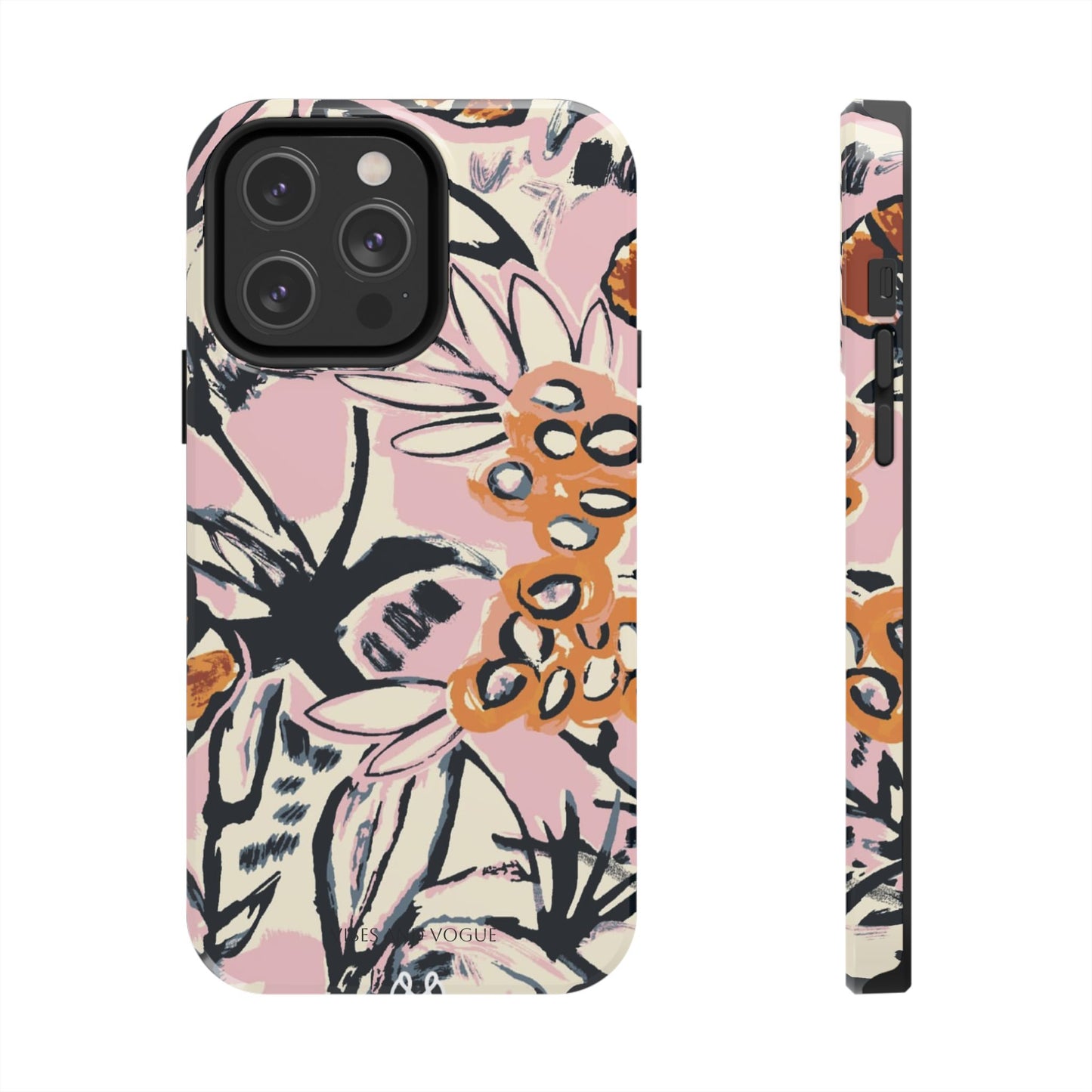 Purple Ocean Creatures Tough Phone Case — Jellyfish, Turtle & Floral Protective Cover