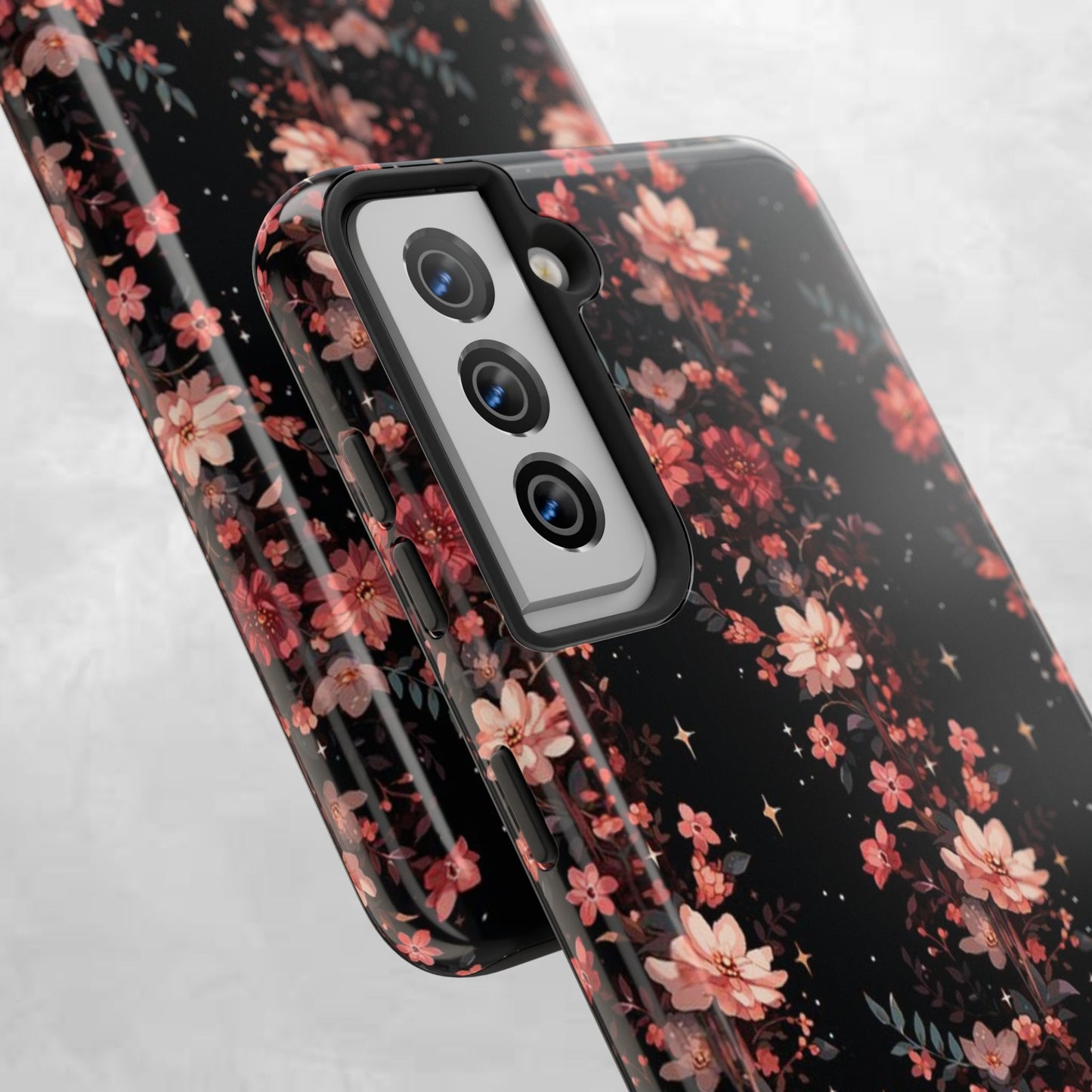 Floral Galaxy Phone Case – Dark Pink Blossom Tough Protective Case