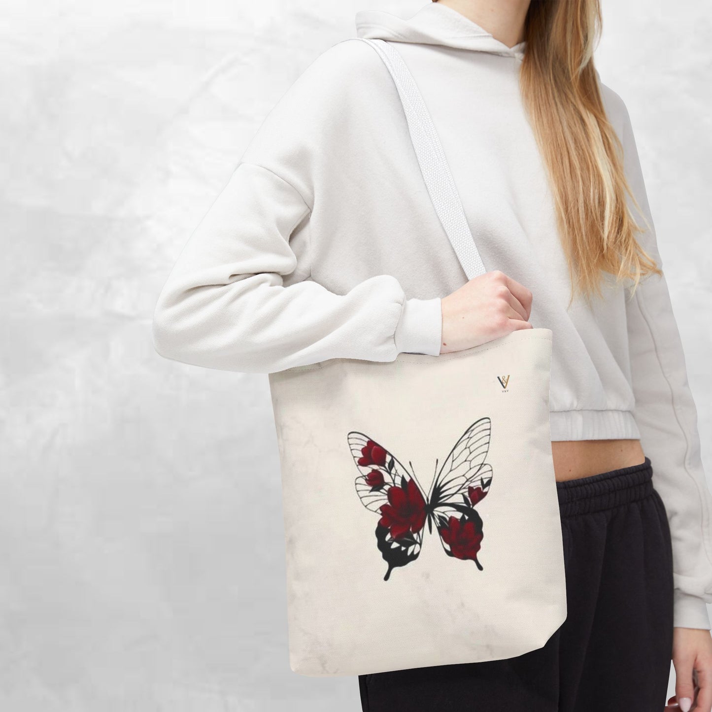 Butterfly Floral Tote Bag, Elegant Carry-All, Eco-Friendly Shopping Bag, Gift for Her, Boho Style