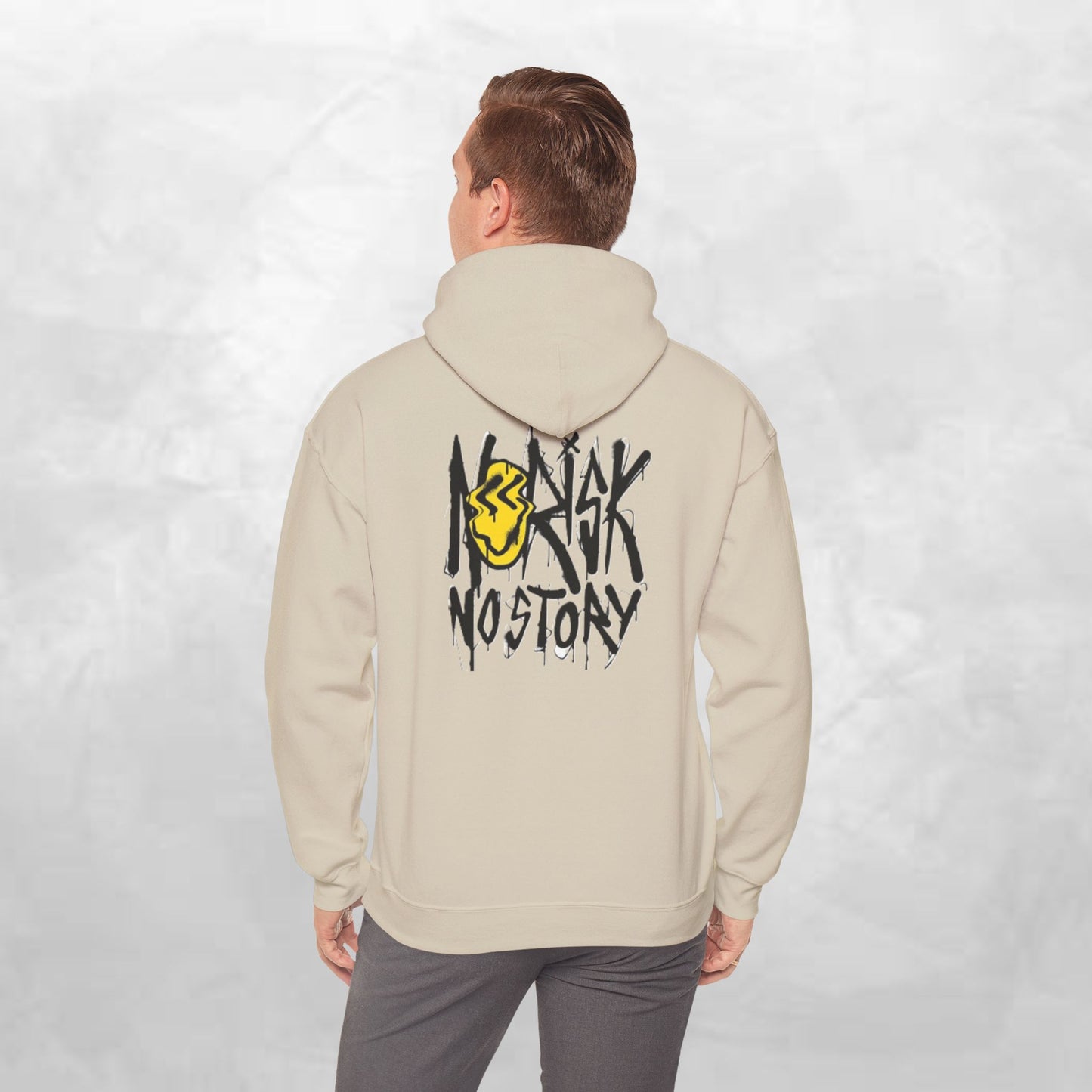 Unisex Heavy Blend Hooded Sweatshirt, Cozy Casual Wear, Trendy Street Style, Gift for Friends, Vibes & Vogue Design, Norisk No Story Hoodie