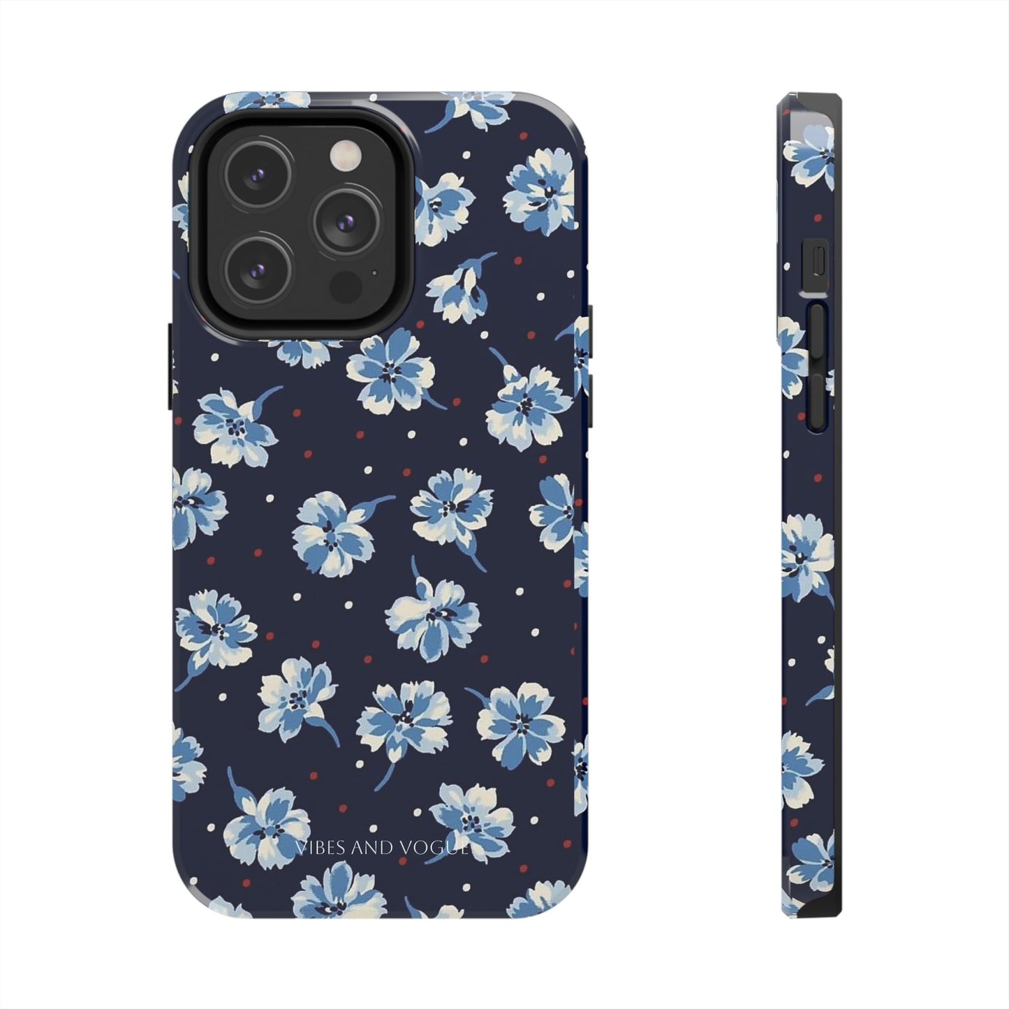 Floral Navy Tough Phone Case — Blue Blossom Protective Phone Cover