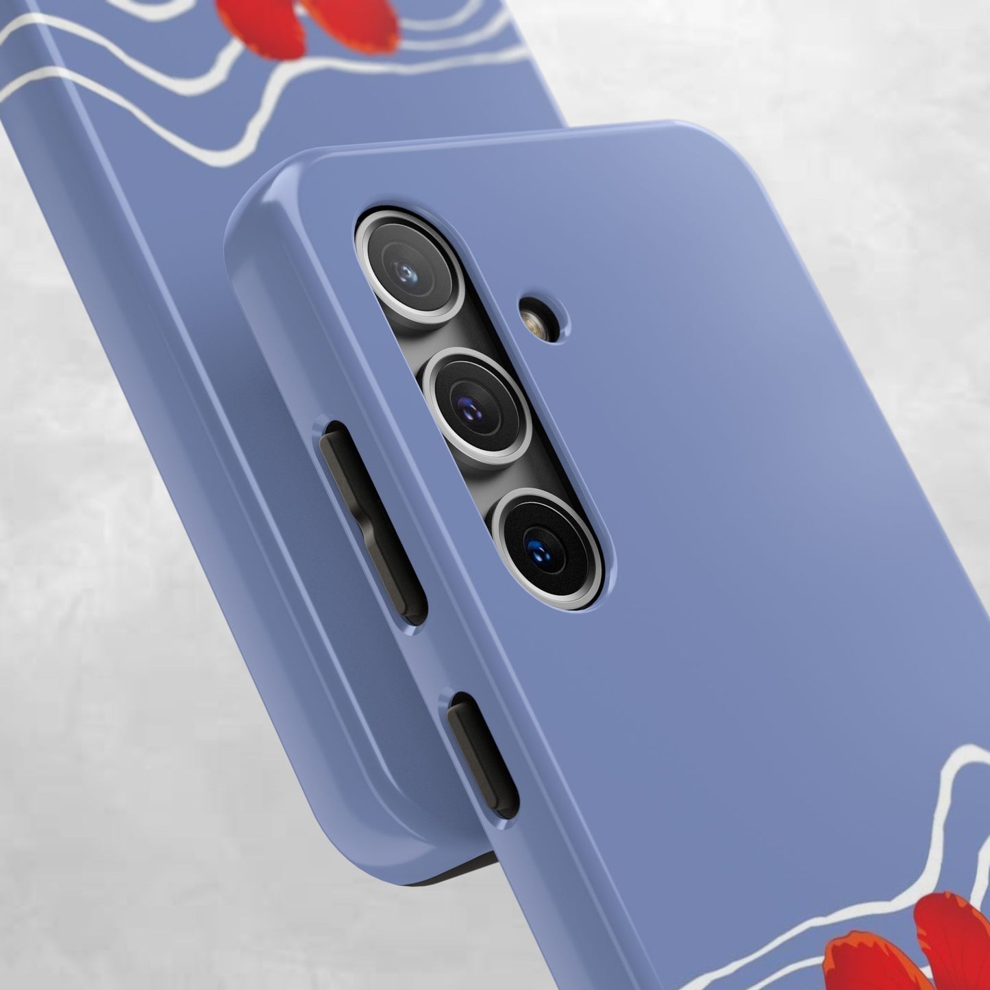 Tough Phone Case — Red Hibiscus Waves (Durable Protective Phone Cover)