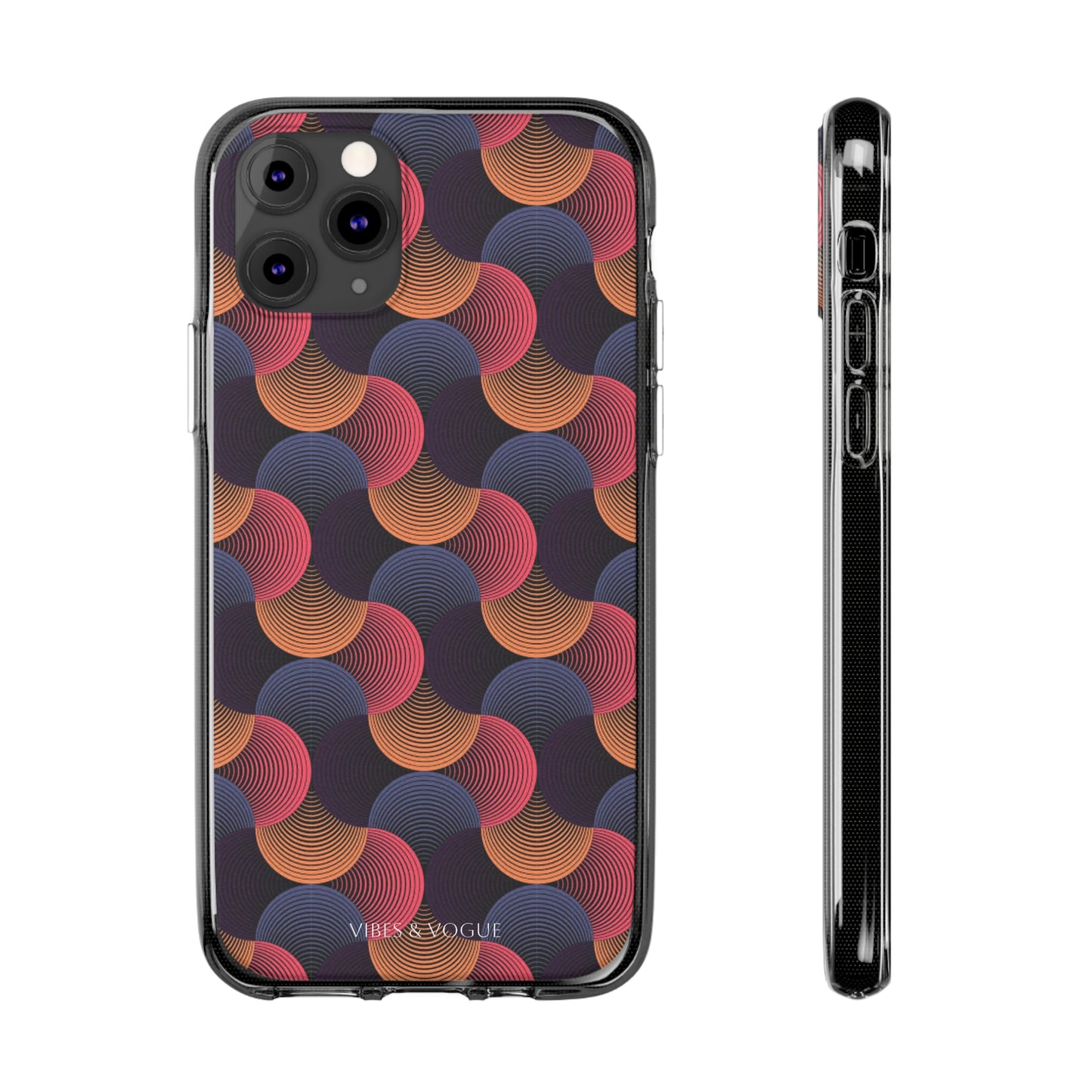 Colorful Retro Wave Clear Silicone Phone Case