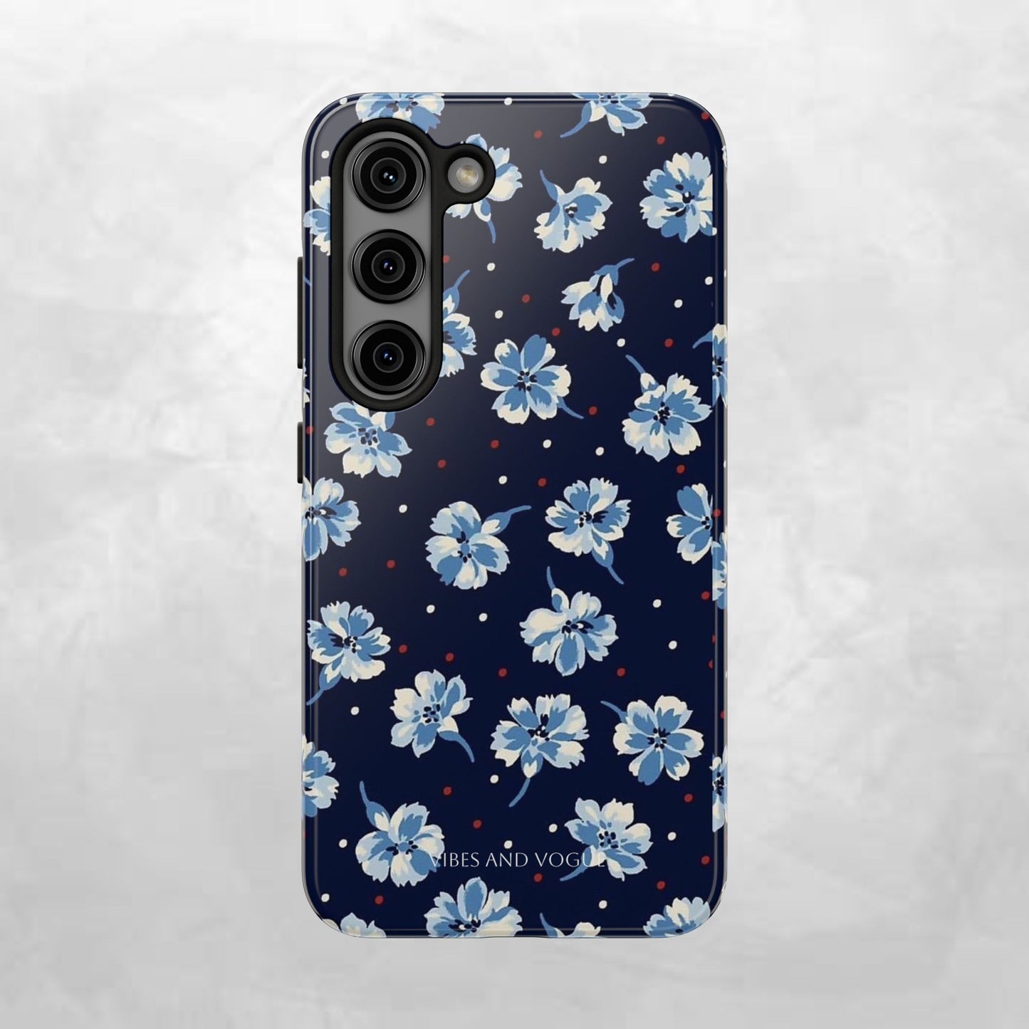 Floral Navy Tough Phone Case — Blue Blossom Protective Phone Cover
