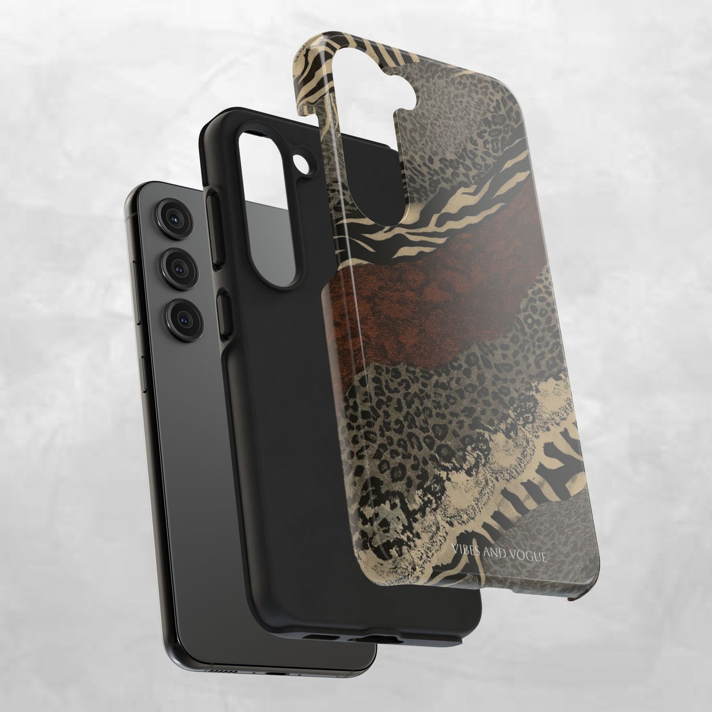 Safari Patchwork Tough Phone Case — Brown Leopard & Zebra Animal Print
