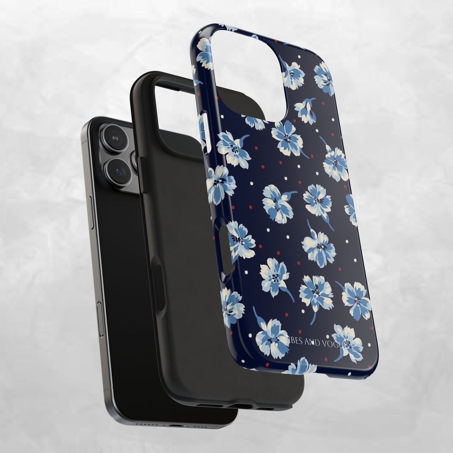 Floral Navy Tough Phone Case — Blue Blossom Protective Phone Cover