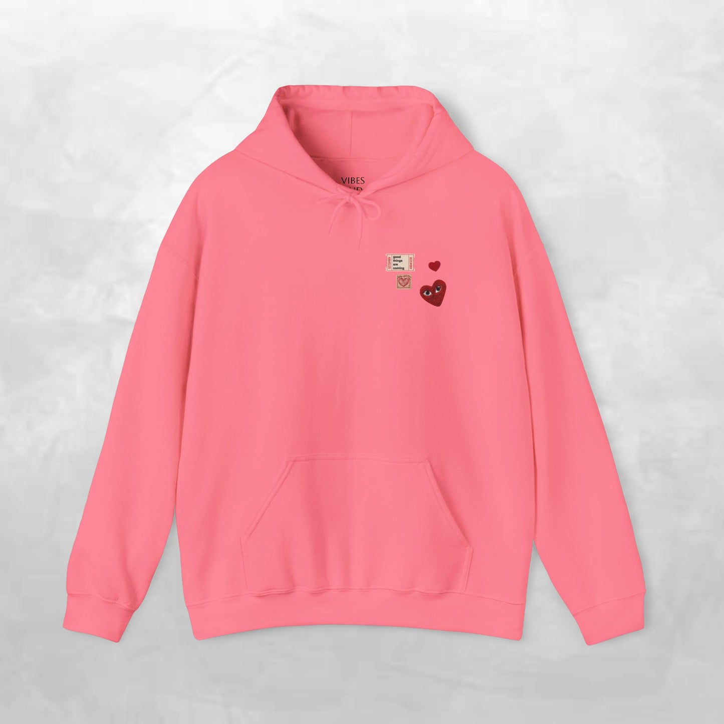 Hoodie — Tiny Vintage Valentine Hearts Chest Print