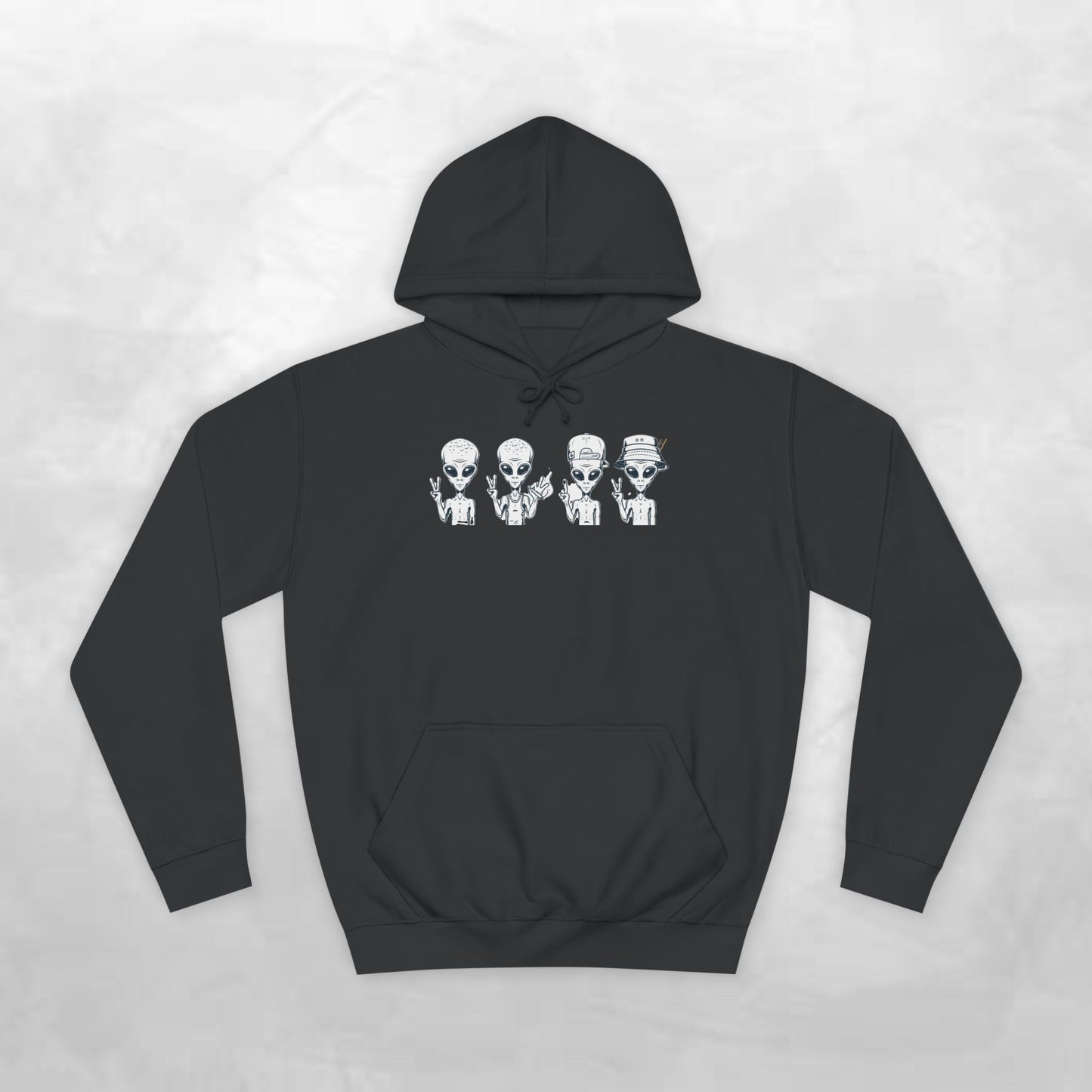 Retro Alien College Hoodie - Unisex Warm Sweatshirt for Campus Style