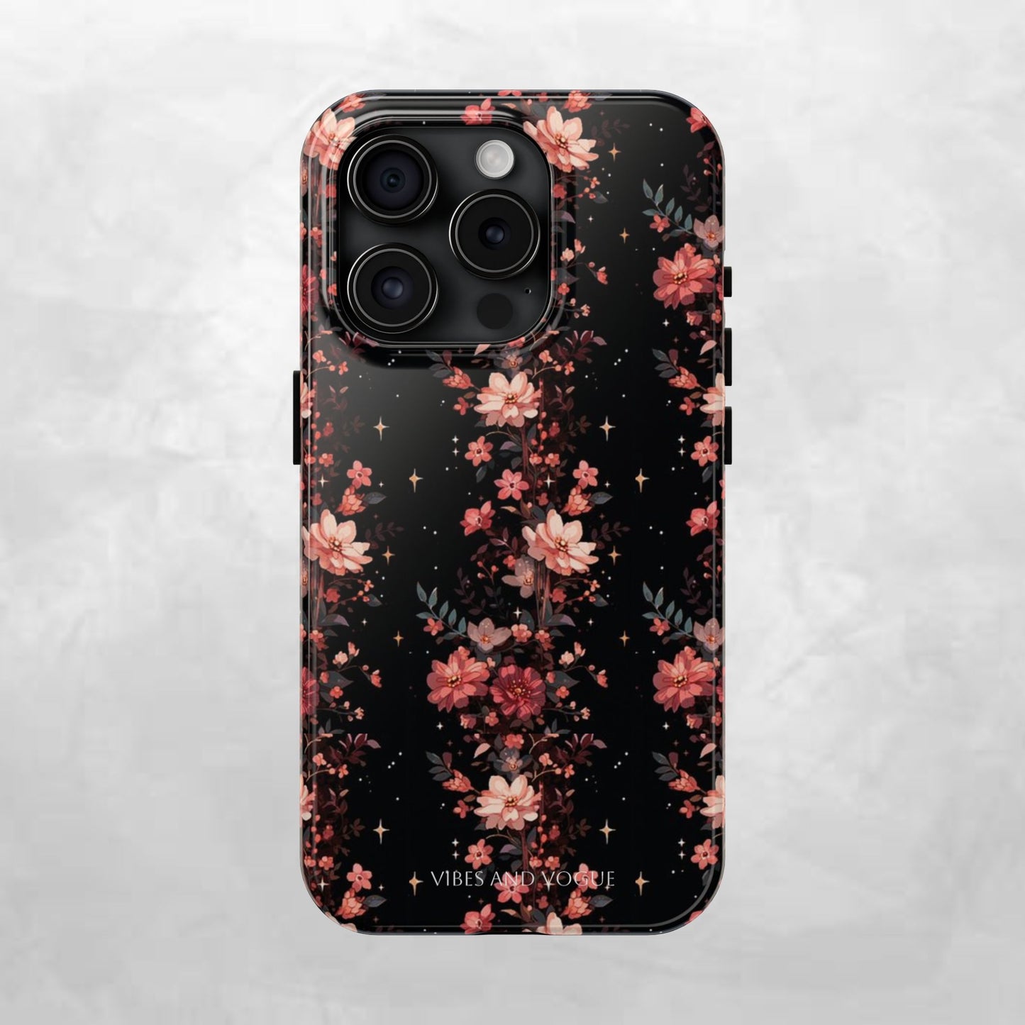 Floral Galaxy Phone Case – Dark Pink Blossom Tough Protective Case