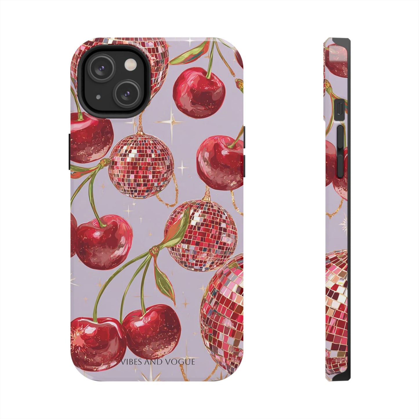 Disco Cherry Tough Phone Case — Retro Sparkle iPhone Protection