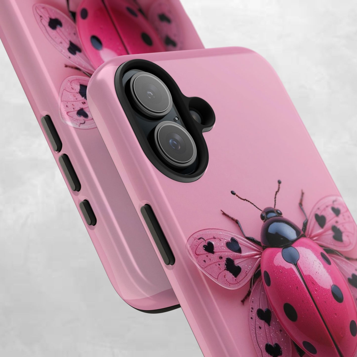 Pink Ladybug Tough Phone Case, Cute Phone Cover, Bug Lover Gift, Durable Smartphone Shell, Protective Tech Accessory
