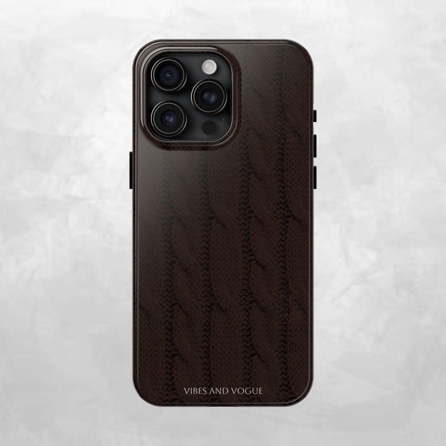 Cable Knit Chocolate Tough Phone Case — Vibes and Vogue Protective Cover