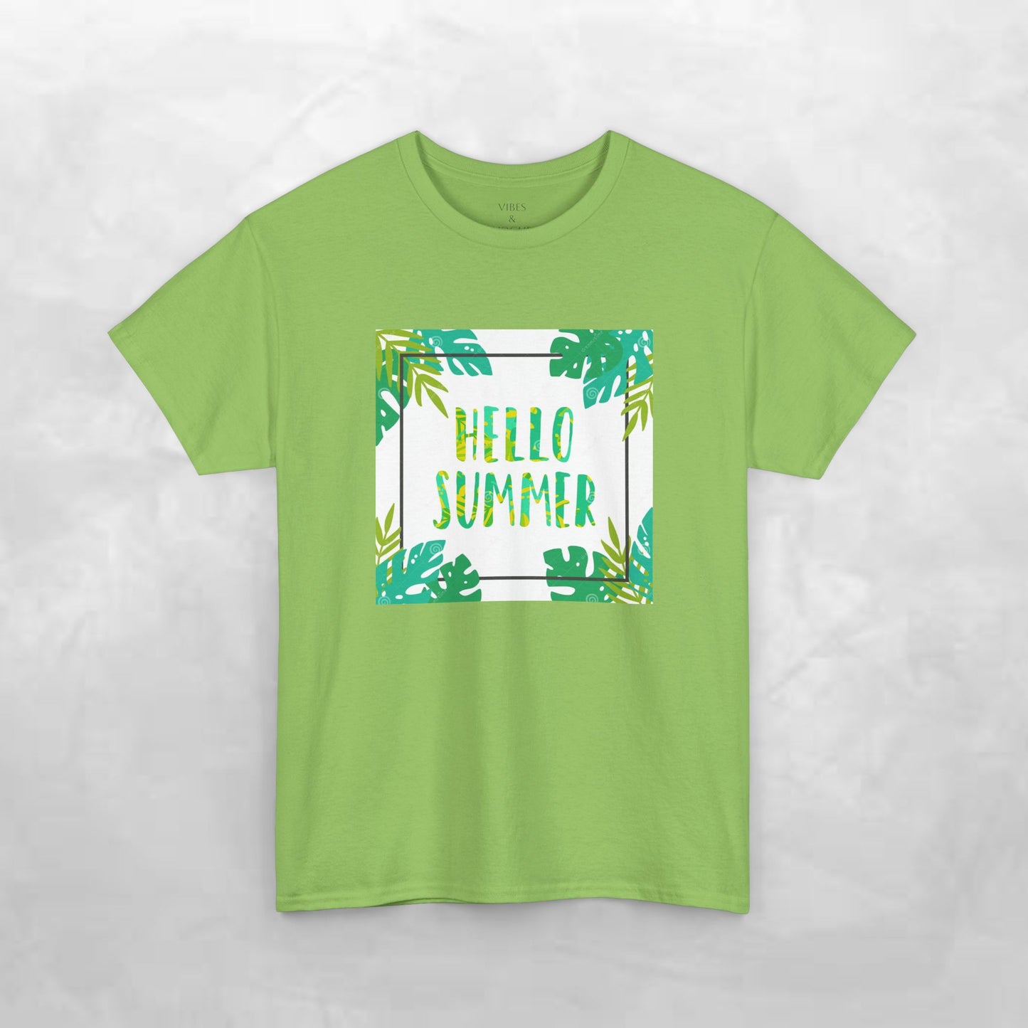 Hello Summer Unisex Heavy Cotton Tee – Tropical Vibe Summer Shirt