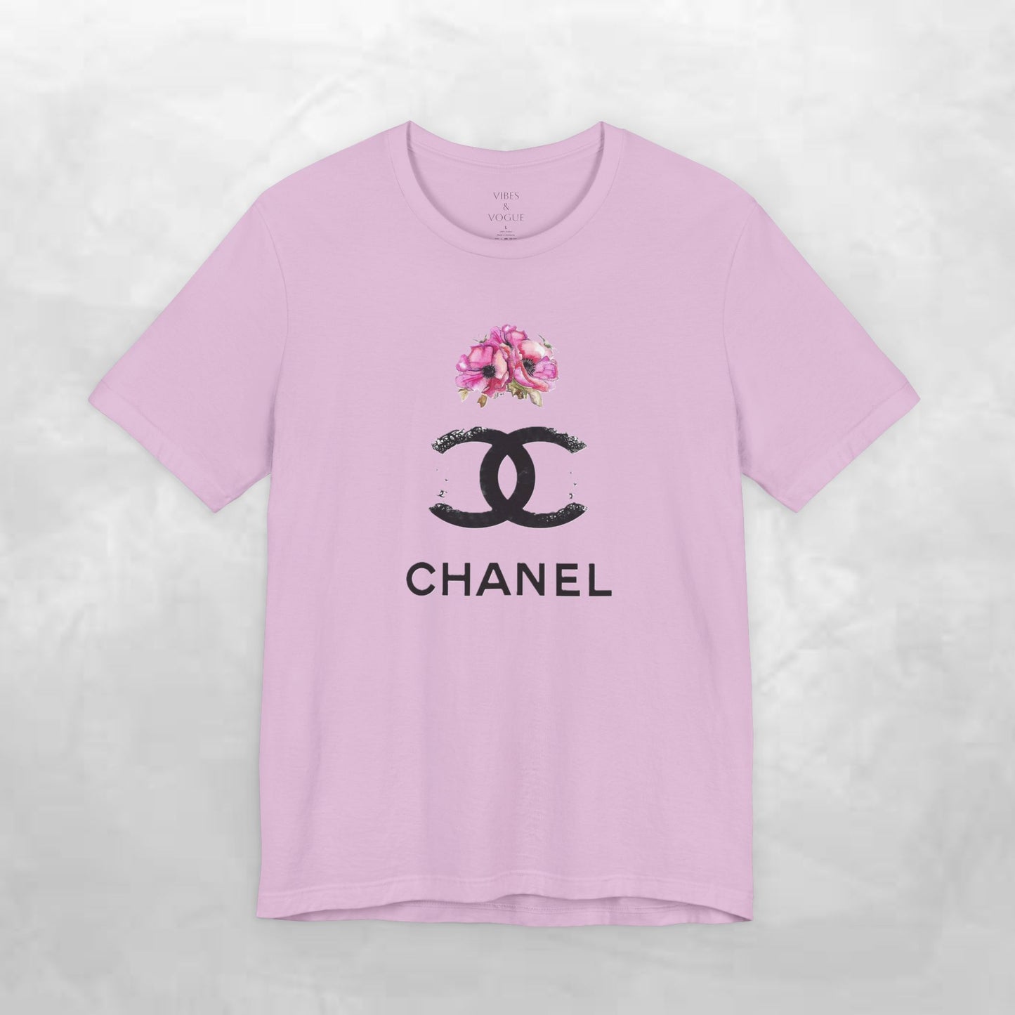 Chic Floral Logo Tee | Stylish Unisex Jersey Short Sleeve T-Shirt, Fashion Tee, Luxury Aesthetic, Gift for Her, Casual Wear, Trendy Apparel