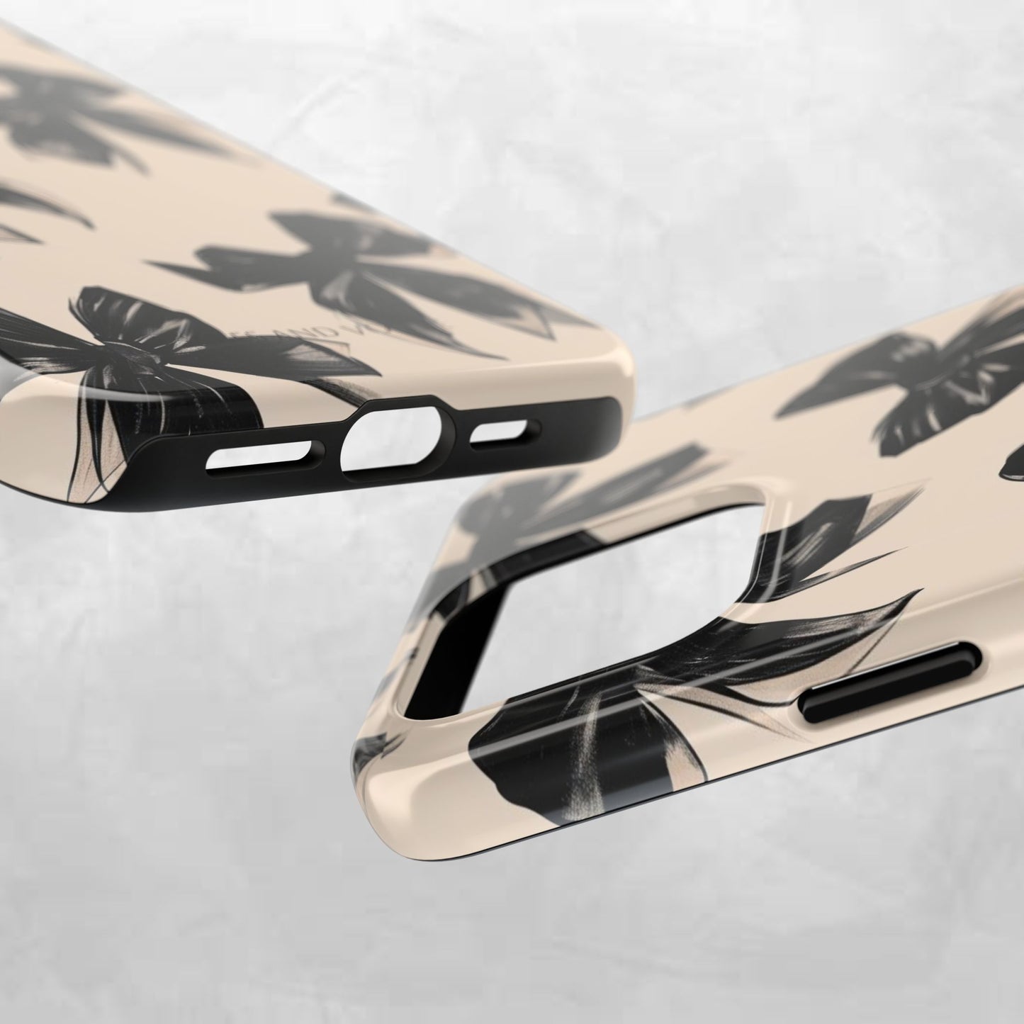 Tough Phone Case — Black Bow Pattern on Nude Background