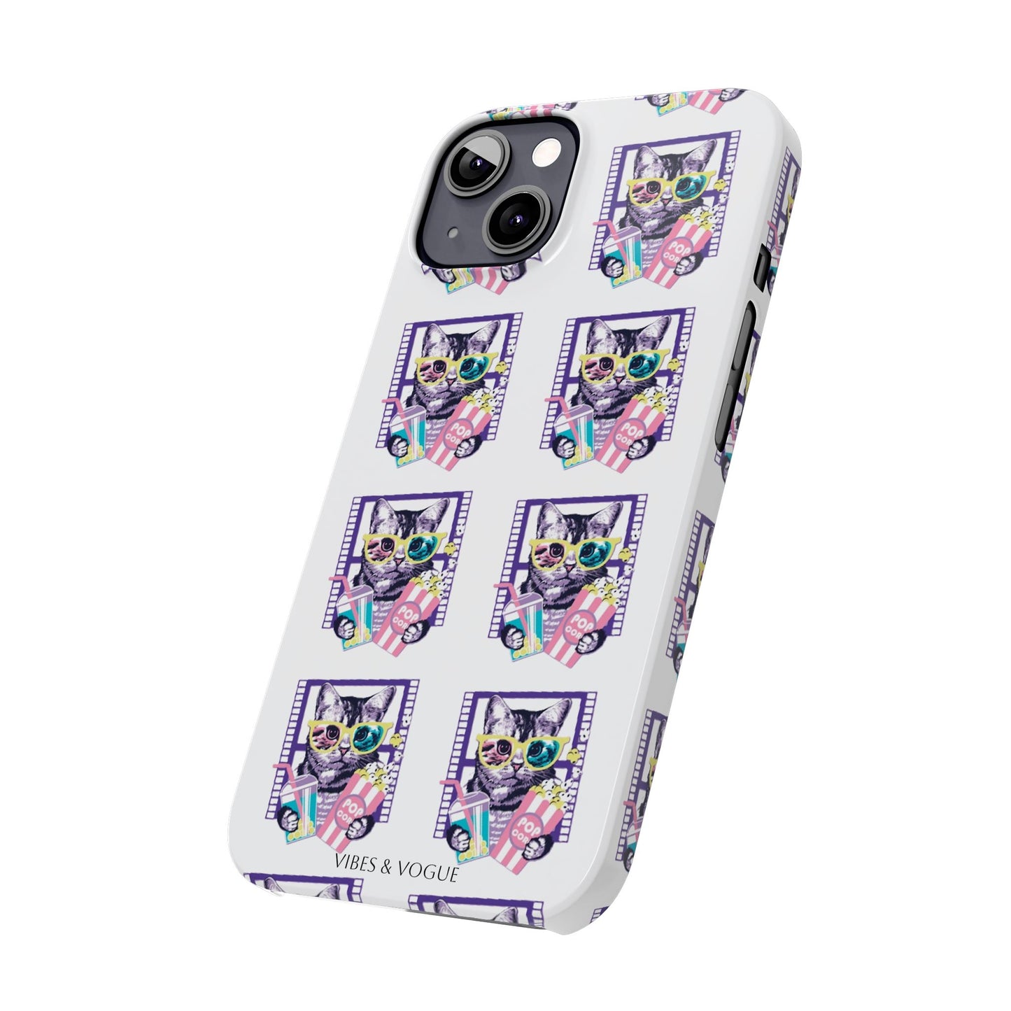 Cat Lover's Slim Phone Cases, Cute Cat Phone Covers, Pet-Themed Accessories, Gifts for Cat Lovers, Vibrant Patterned Cases