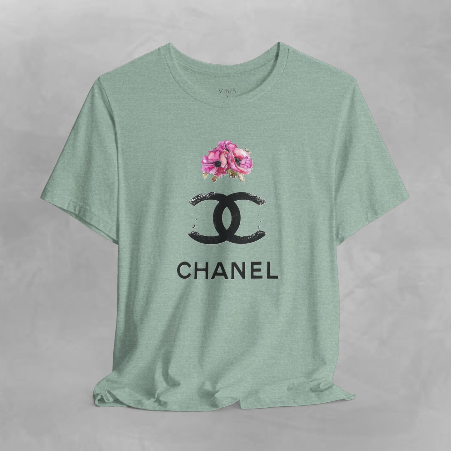 Chic Floral Logo Tee | Stylish Unisex Jersey Short Sleeve T-Shirt, Fashion Tee, Luxury Aesthetic, Gift for Her, Casual Wear, Trendy Apparel