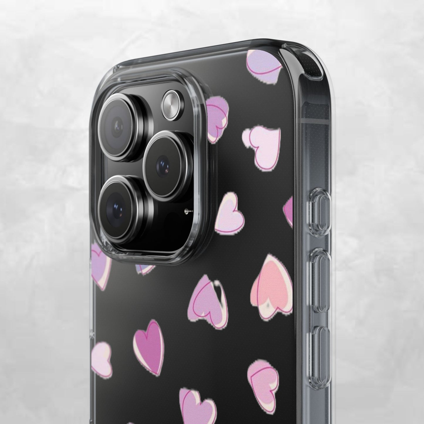 Heart Pattern Clear Case, Cute Phone Cover, Valentine's Day Gift, Trendy Phone Accessory, Love Theme Case