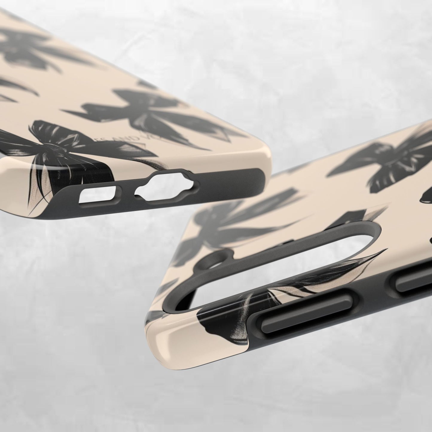 Tough Phone Case — Black Bow Pattern on Nude Background
