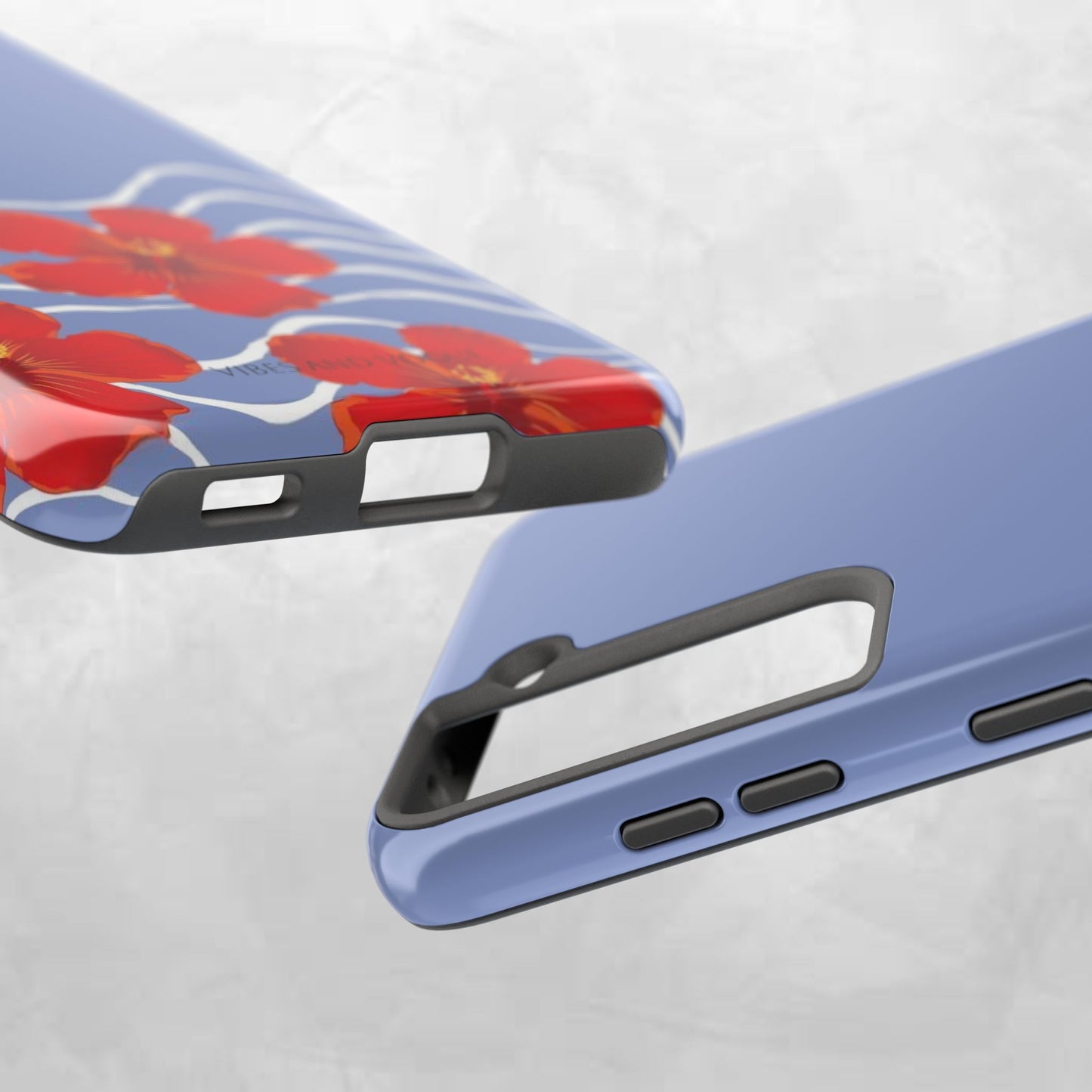 Tough Phone Case — Red Hibiscus Waves (Durable Protective Phone Cover)