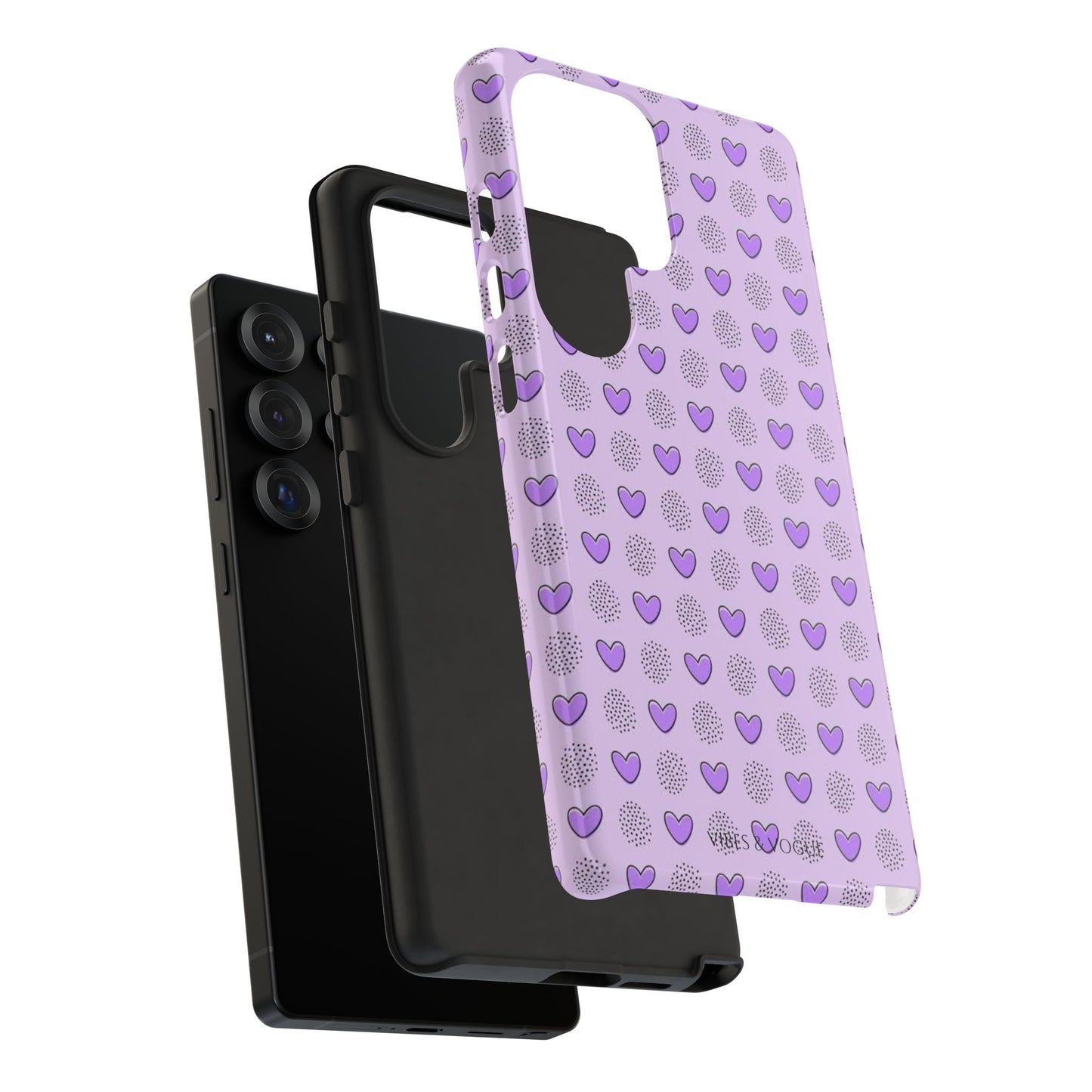 Purple Heart Pattern Phone Case - Tough Cases for a Stylish & Protective Vibe