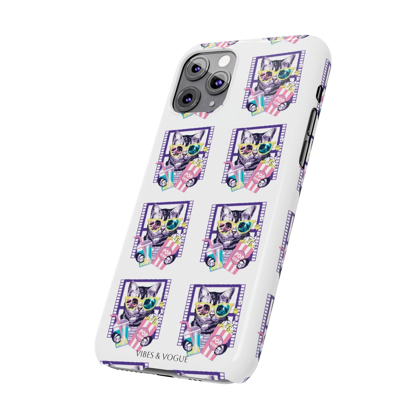 Cat Lover's Slim Phone Cases, Cute Cat Phone Covers, Pet-Themed Accessories, Gifts for Cat Lovers, Vibrant Patterned Cases