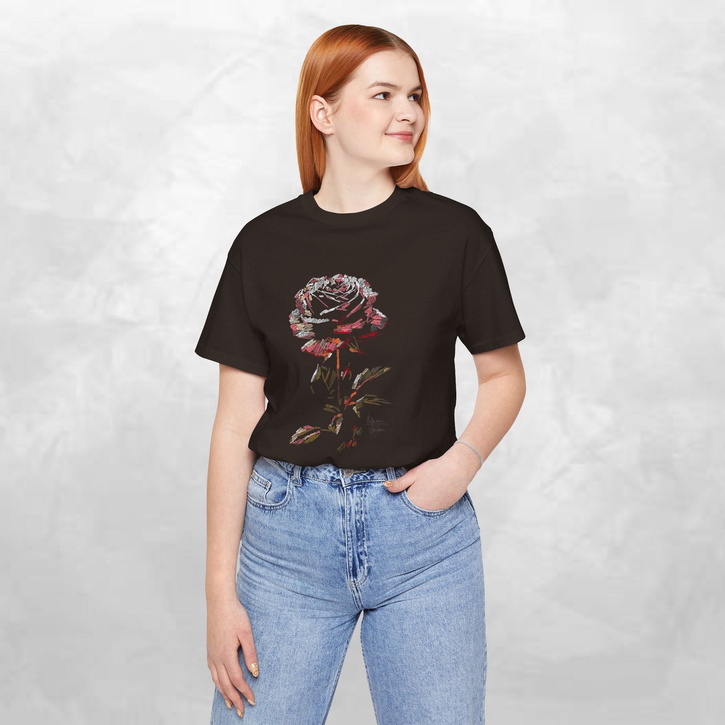 Vintage Rose Tee — Dark Floral Graphic T-Shirt