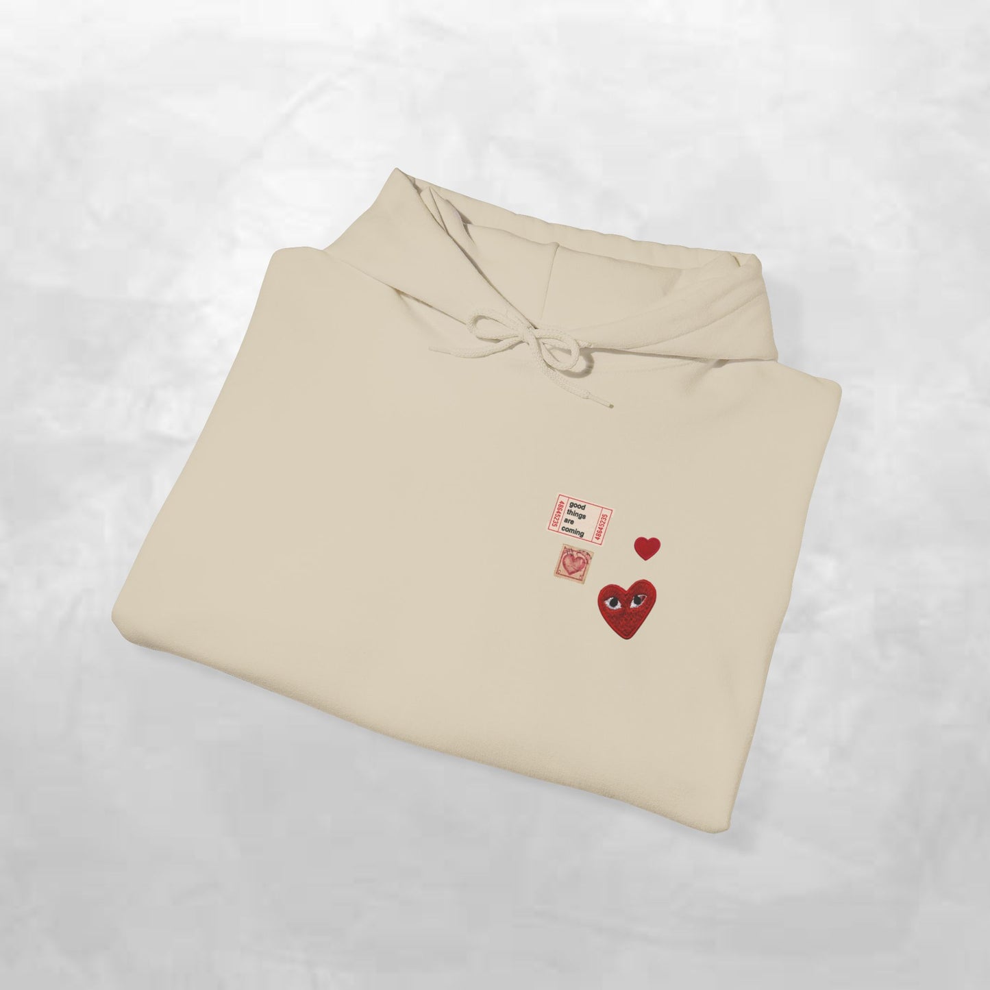 Hoodie — Tiny Vintage Valentine Hearts Chest Print