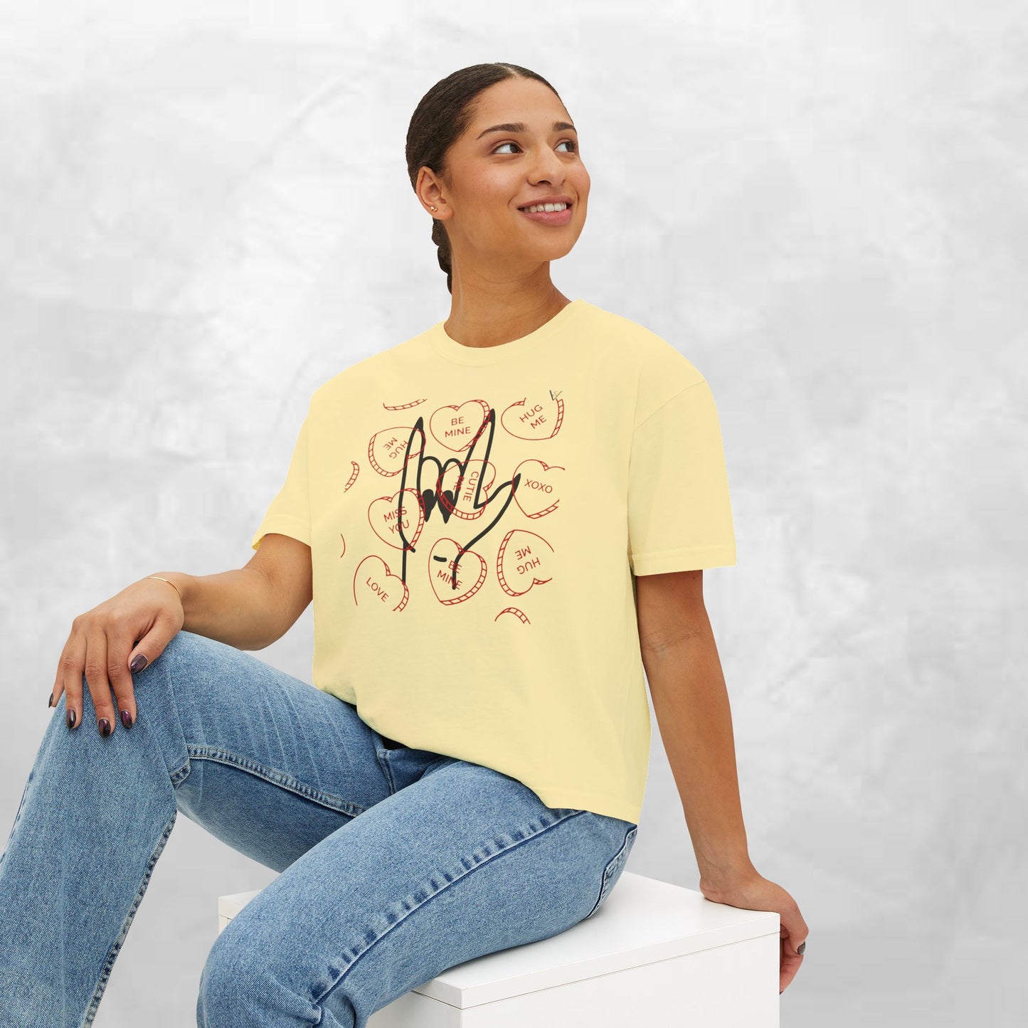 Women's Boxy Tee - Love You Graphic T-Shirt for Valentine's Day & Everyday Wear