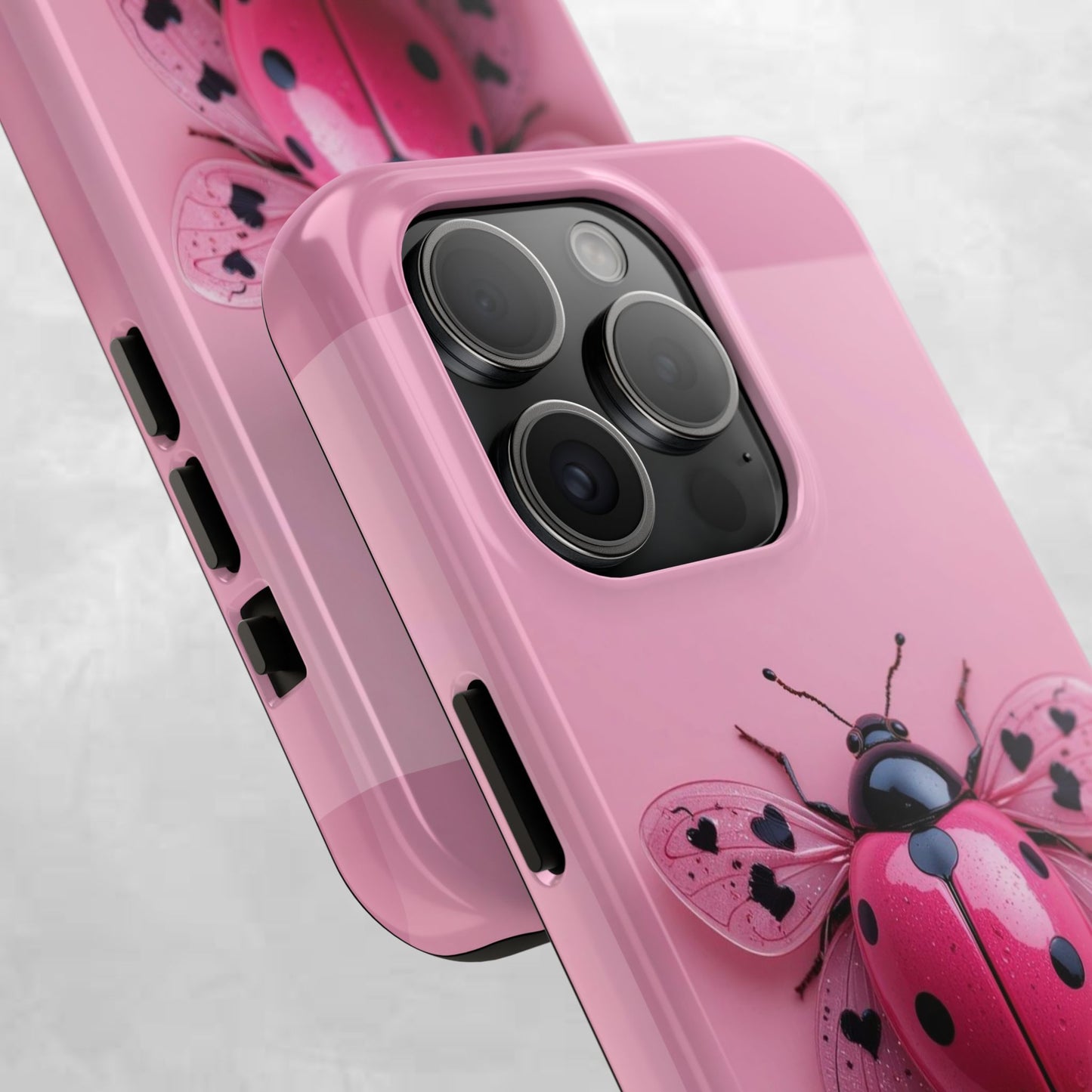 Pink Ladybug Tough Phone Case, Cute Phone Cover, Bug Lover Gift, Durable Smartphone Shell, Protective Tech Accessory