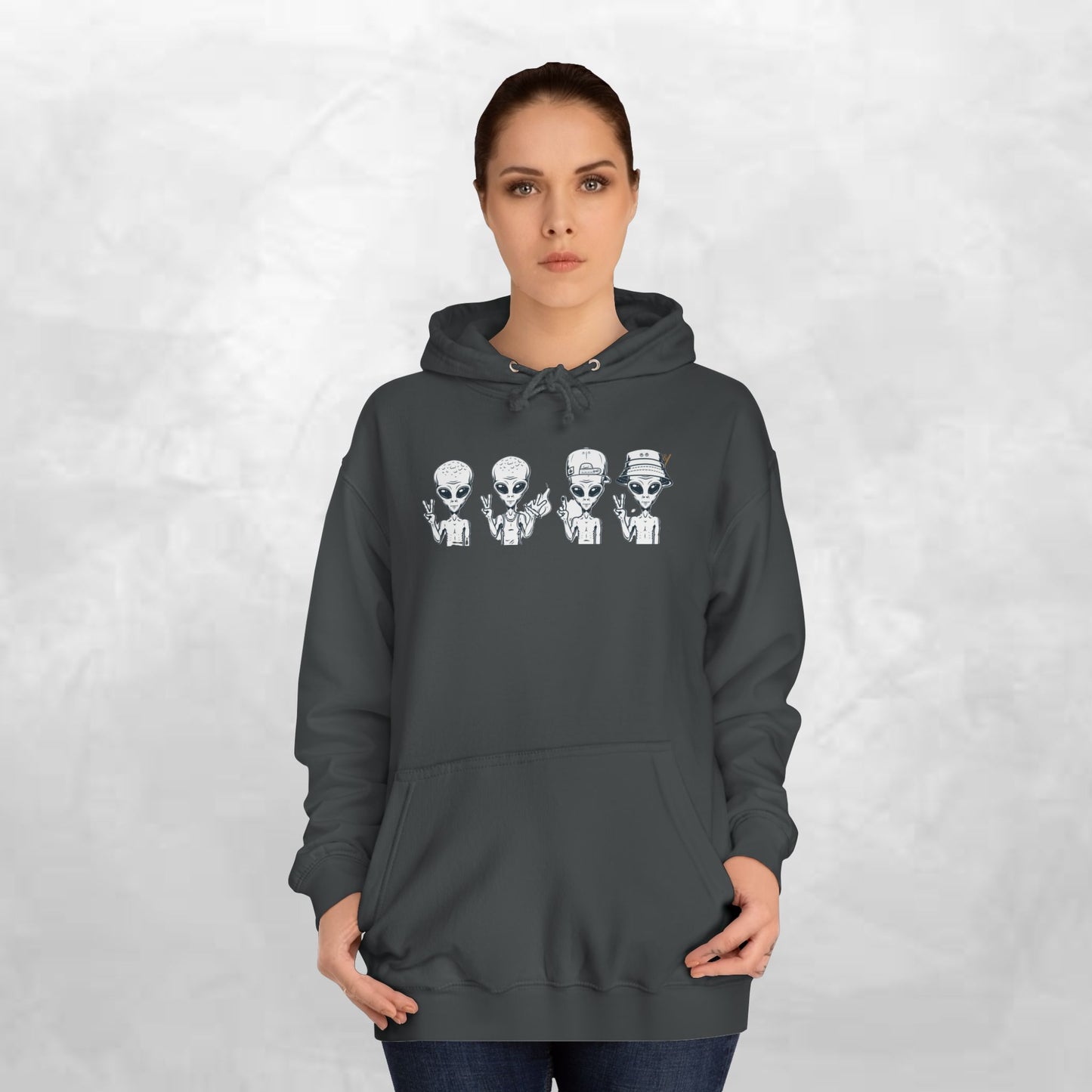 Retro Alien College Hoodie - Unisex Warm Sweatshirt for Campus Style
