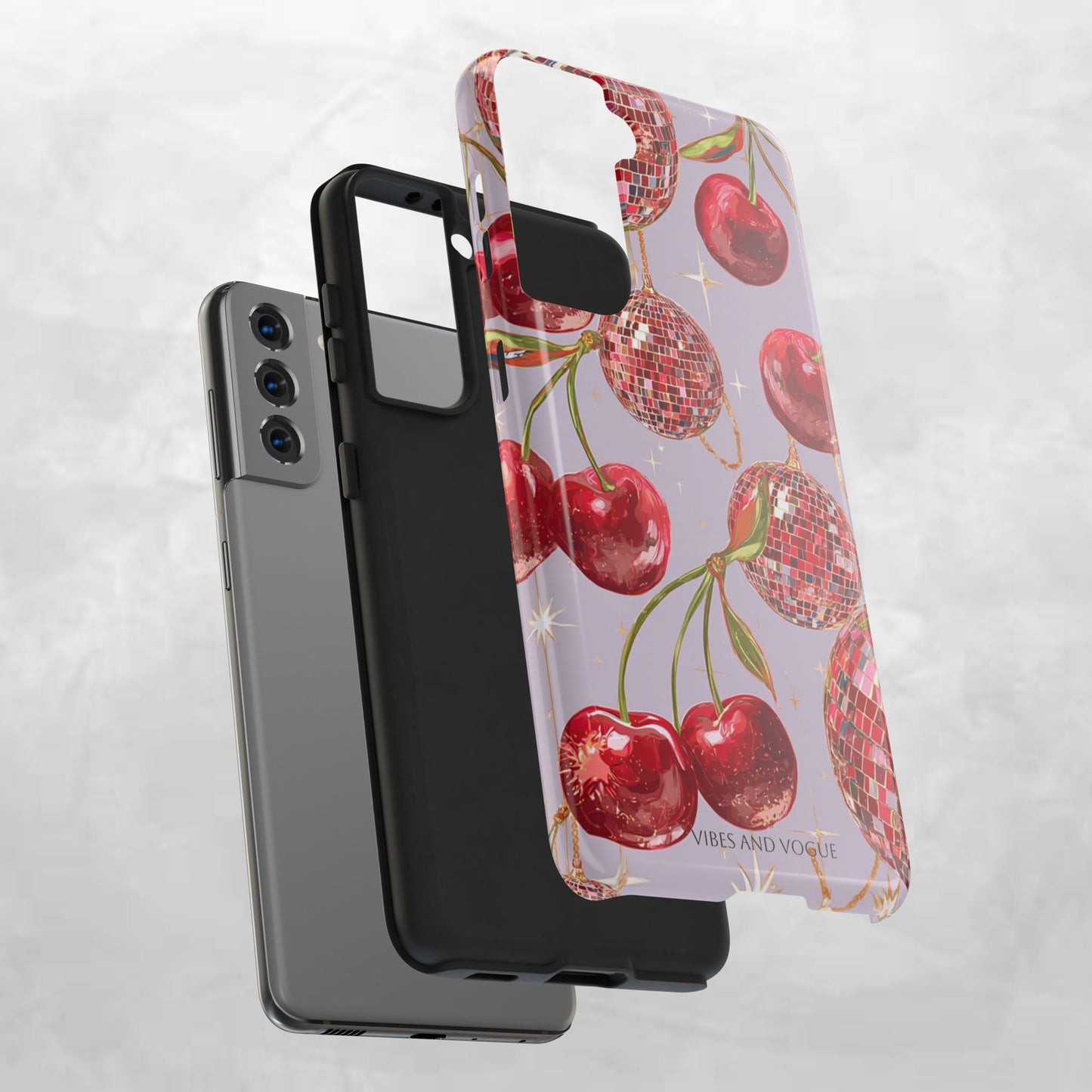 Disco Cherry Tough Phone Case — Retro Sparkle iPhone Protection