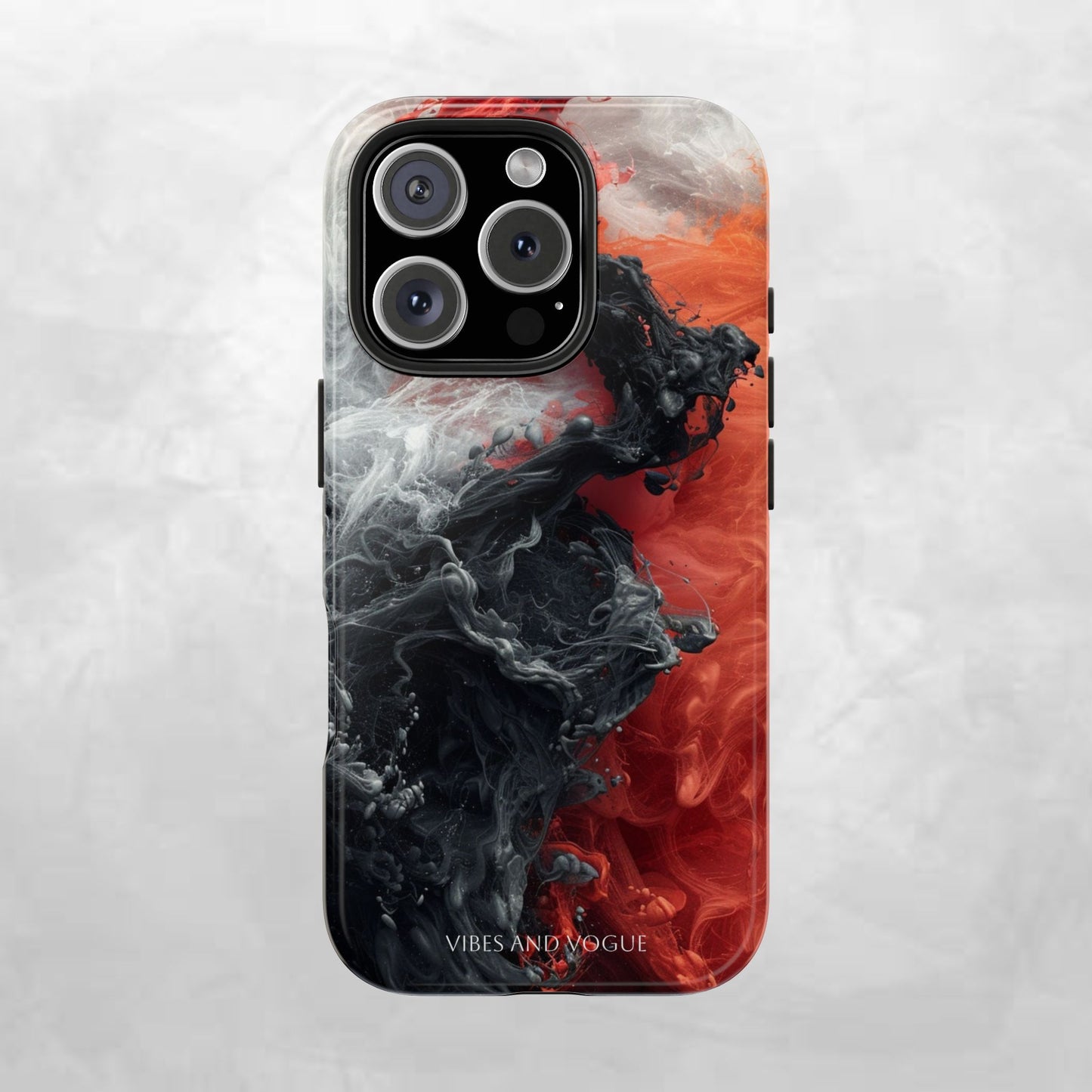 Abstract Red & Black Smoke Tough Phone Case — Vibes and Vogue Protective Cover