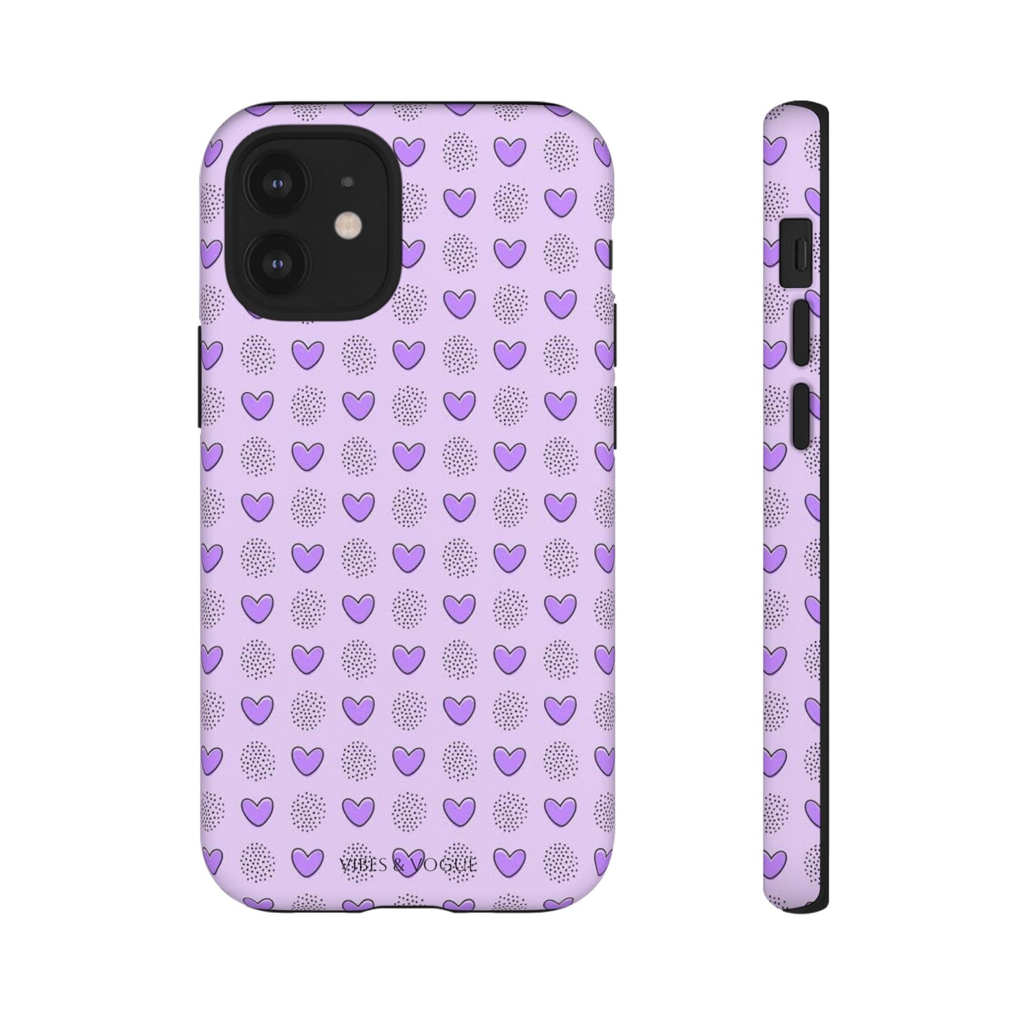 Purple Heart Pattern Phone Case - Tough Cases for a Stylish & Protective Vibe