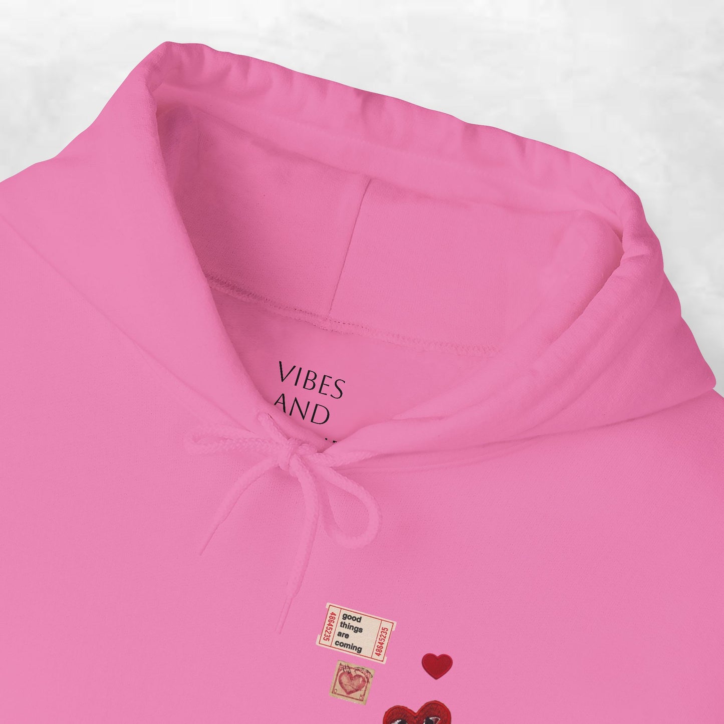 Hoodie — Tiny Vintage Valentine Hearts Chest Print