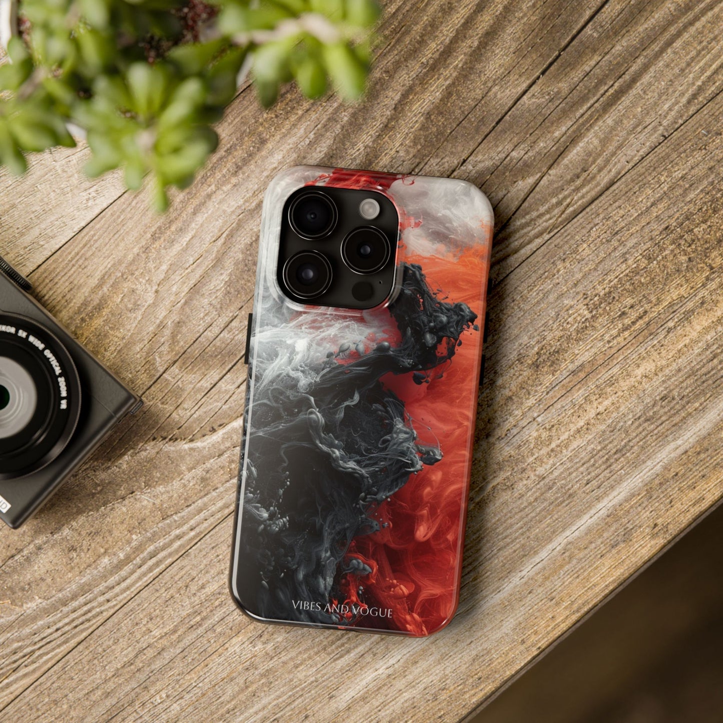 Abstract Red & Black Smoke Tough Phone Case — Vibes and Vogue Protective Cover