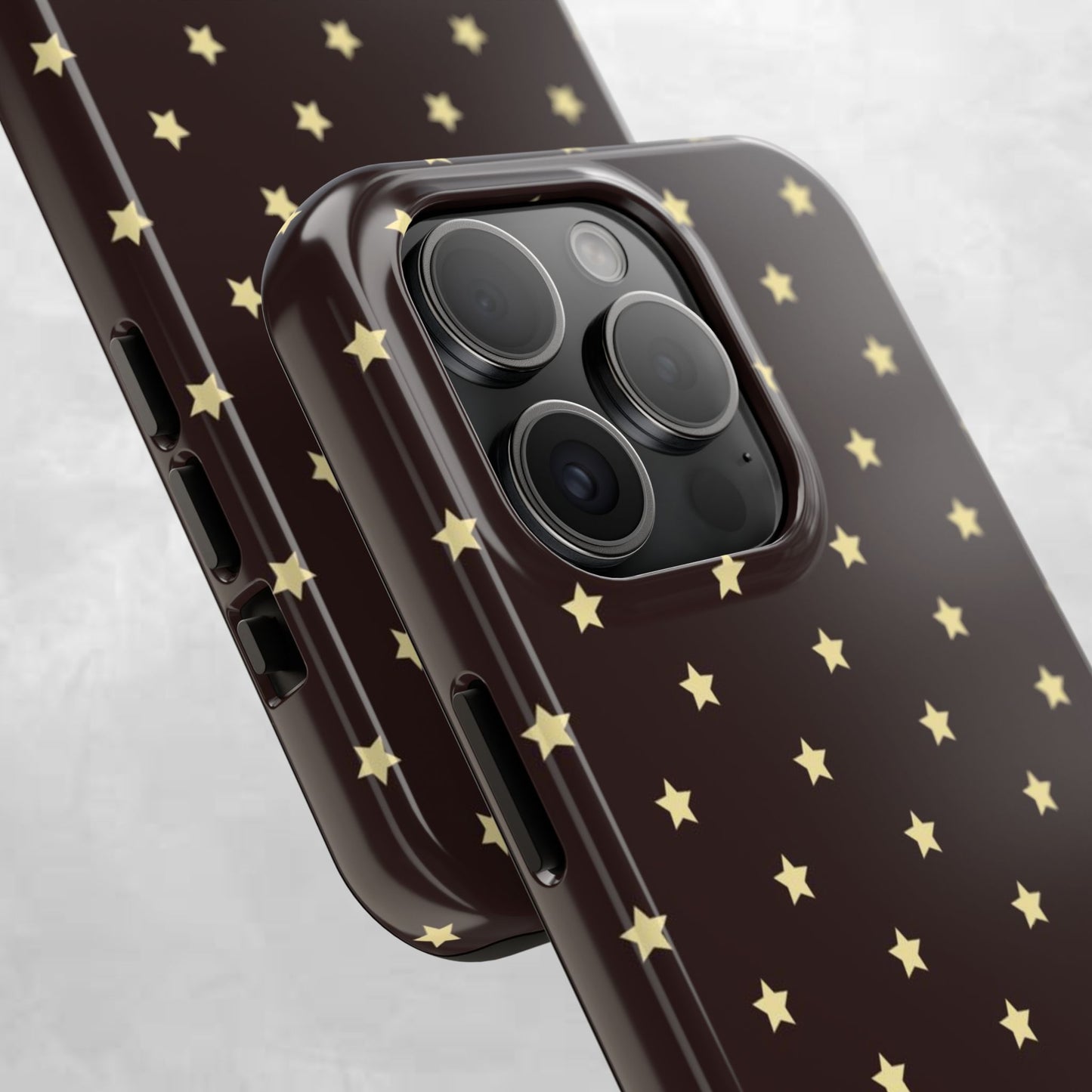 Star Pattern Tough Phone Case — Gold Stars on Chocolate Brown