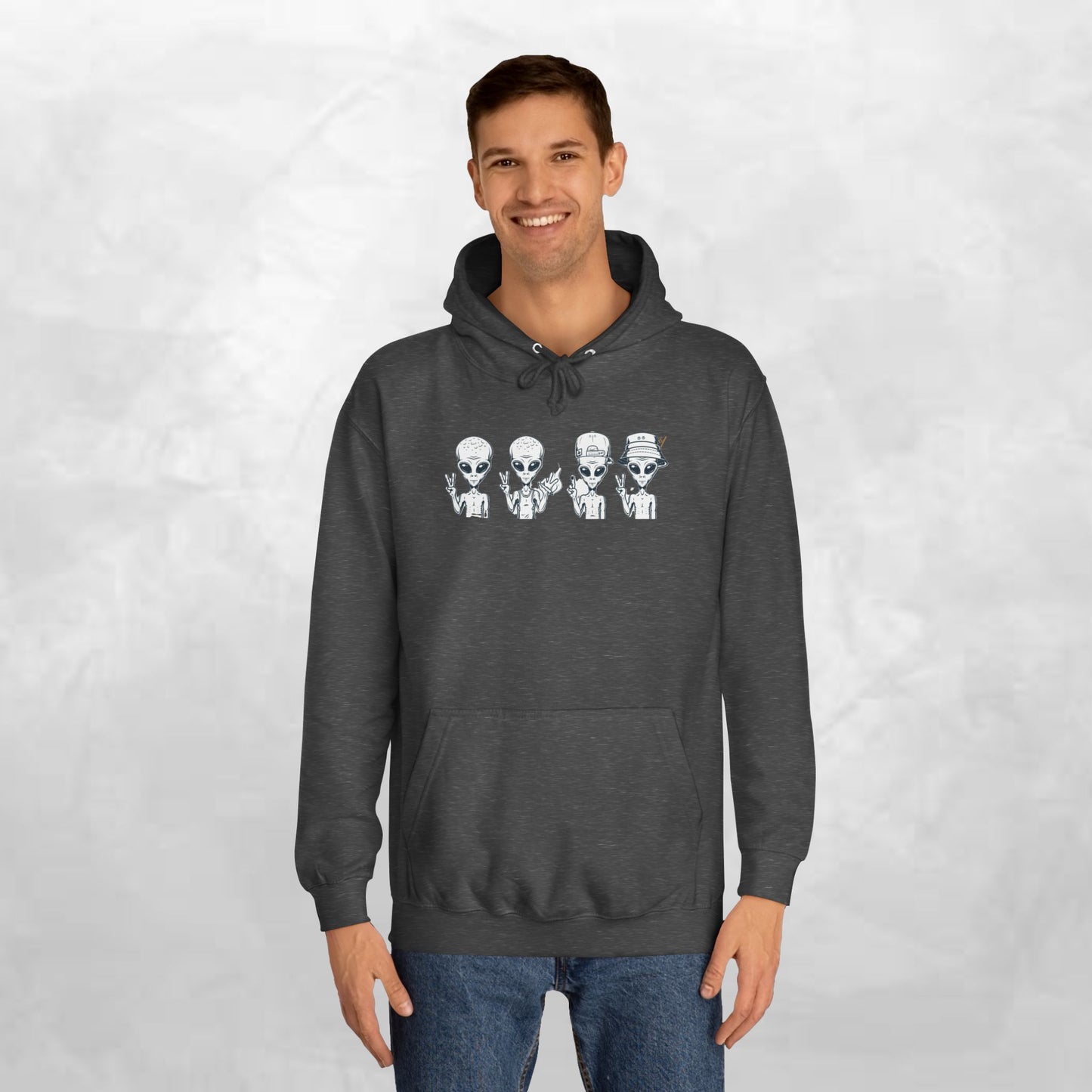 Retro Alien College Hoodie - Unisex Warm Sweatshirt for Campus Style