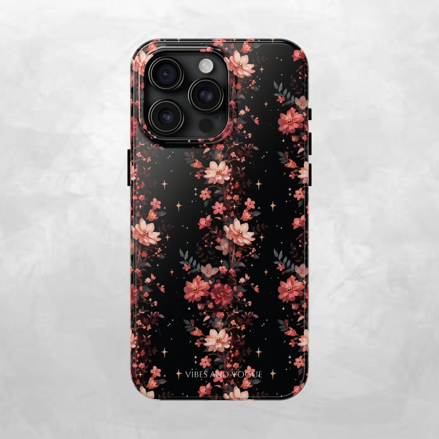 Floral Galaxy Phone Case – Dark Pink Blossom Tough Protective Case