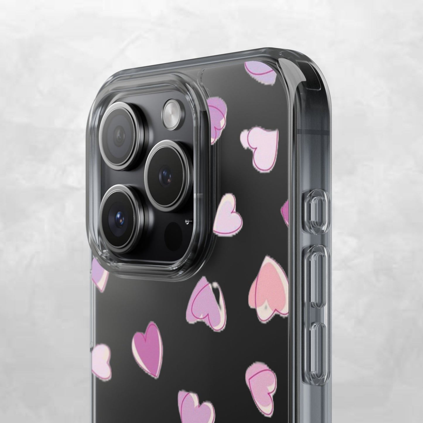 Heart Pattern Clear Case, Cute Phone Cover, Valentine's Day Gift, Trendy Phone Accessory, Love Theme Case