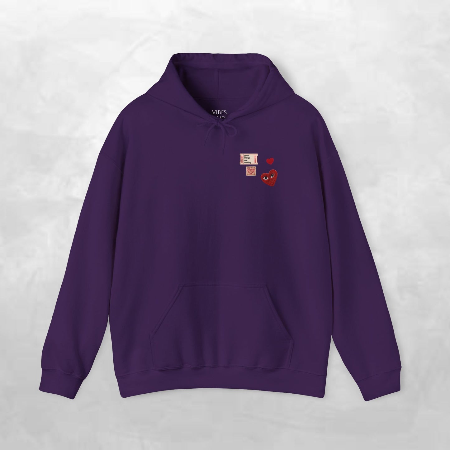 Hoodie — Tiny Vintage Valentine Hearts Chest Print