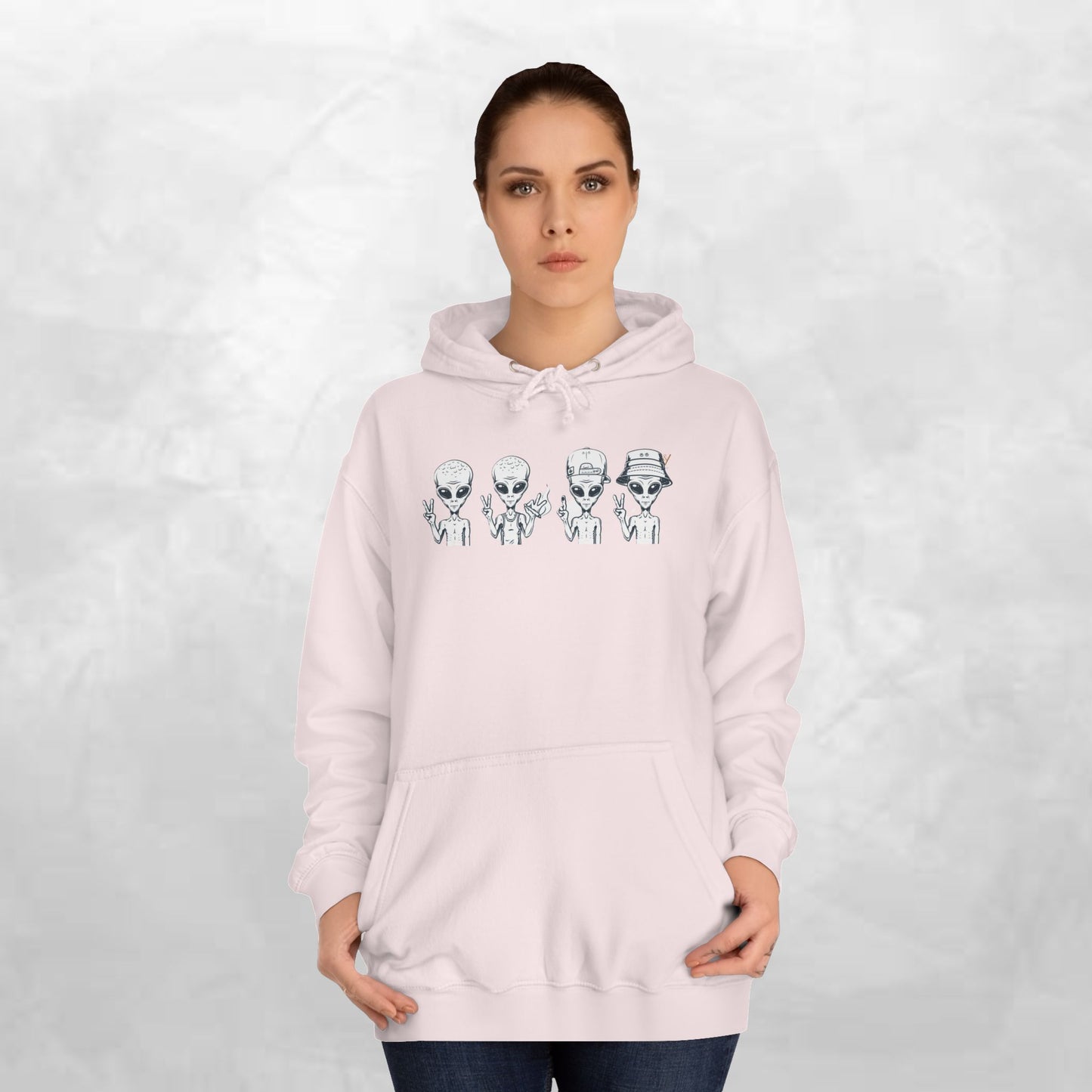 Retro Alien College Hoodie - Unisex Warm Sweatshirt for Campus Style
