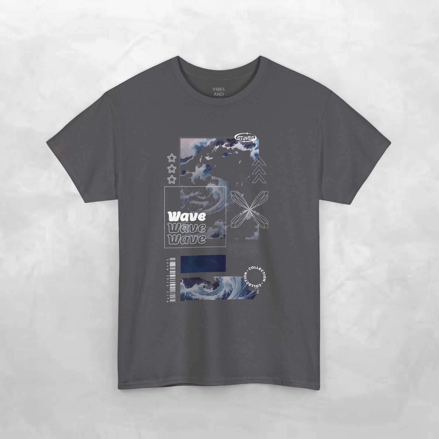 Wave Graphic Tee — Retro Surf Collage T-Shirt