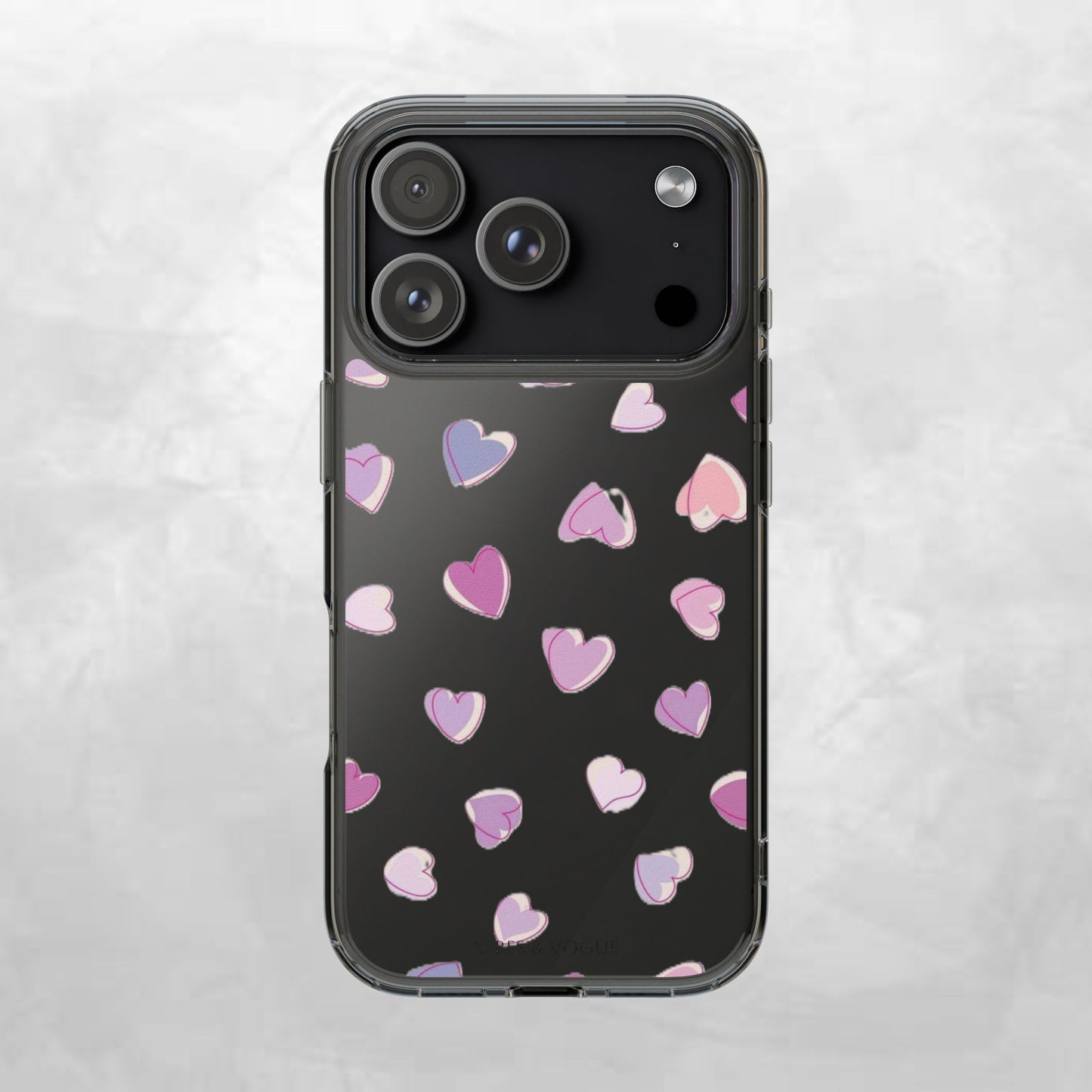 Heart Pattern Clear Case, Cute Phone Cover, Valentine's Day Gift, Trendy Phone Accessory, Love Theme Case