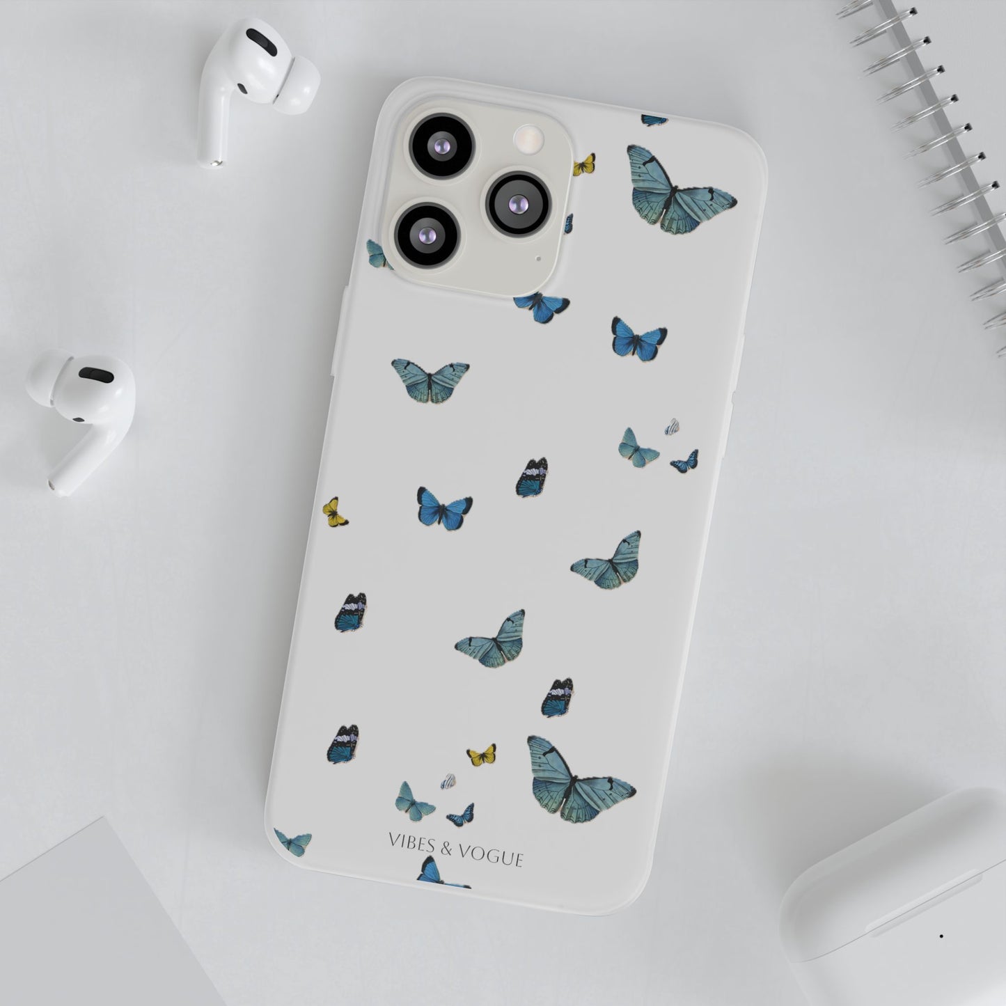 Butterfly Vibes Phone Case, Flexible Phone Cover, Elegant Phone Accessory, Gift for Nature Lovers, Spring Decor, Eco-Friendly Case