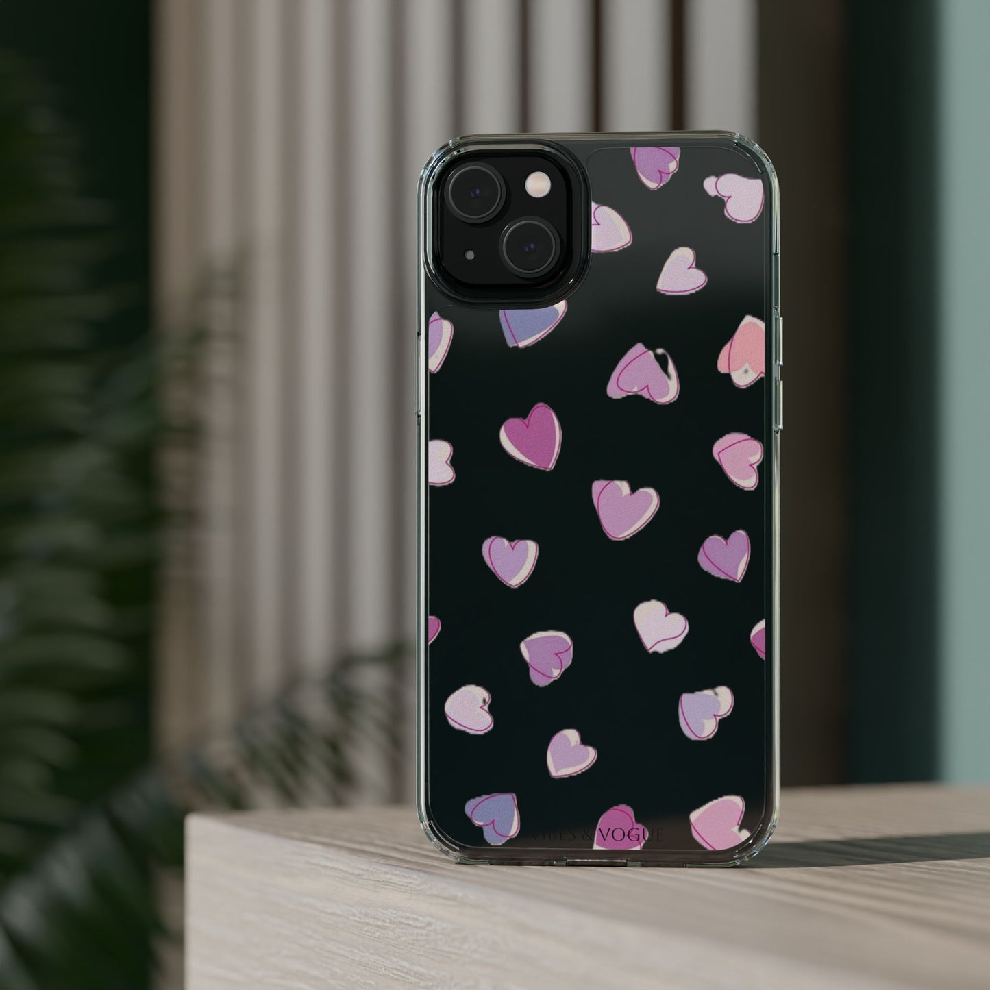 Heart Pattern Clear Case, Cute Phone Cover, Valentine's Day Gift, Trendy Phone Accessory, Love Theme Case