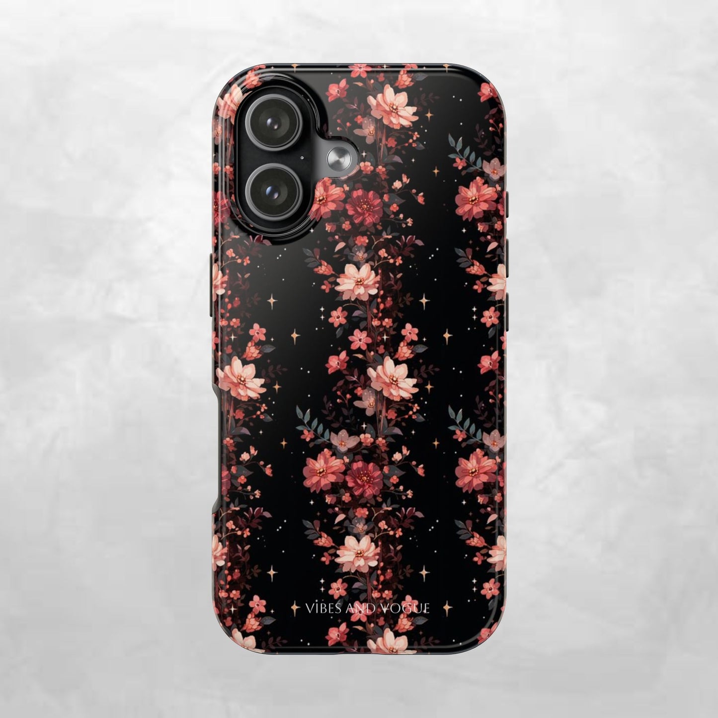 Floral Galaxy Phone Case – Dark Pink Blossom Tough Protective Case
