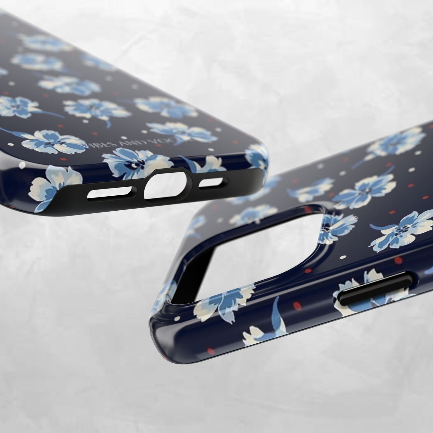 Floral Navy Tough Phone Case — Blue Blossom Protective Phone Cover