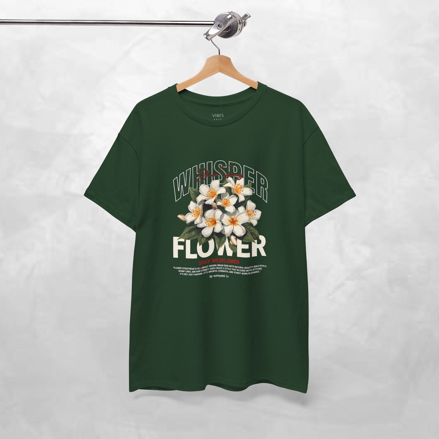 Floral "Whisper Flower" Graphic Tee — Vintage Plumeria Blossom Shirt