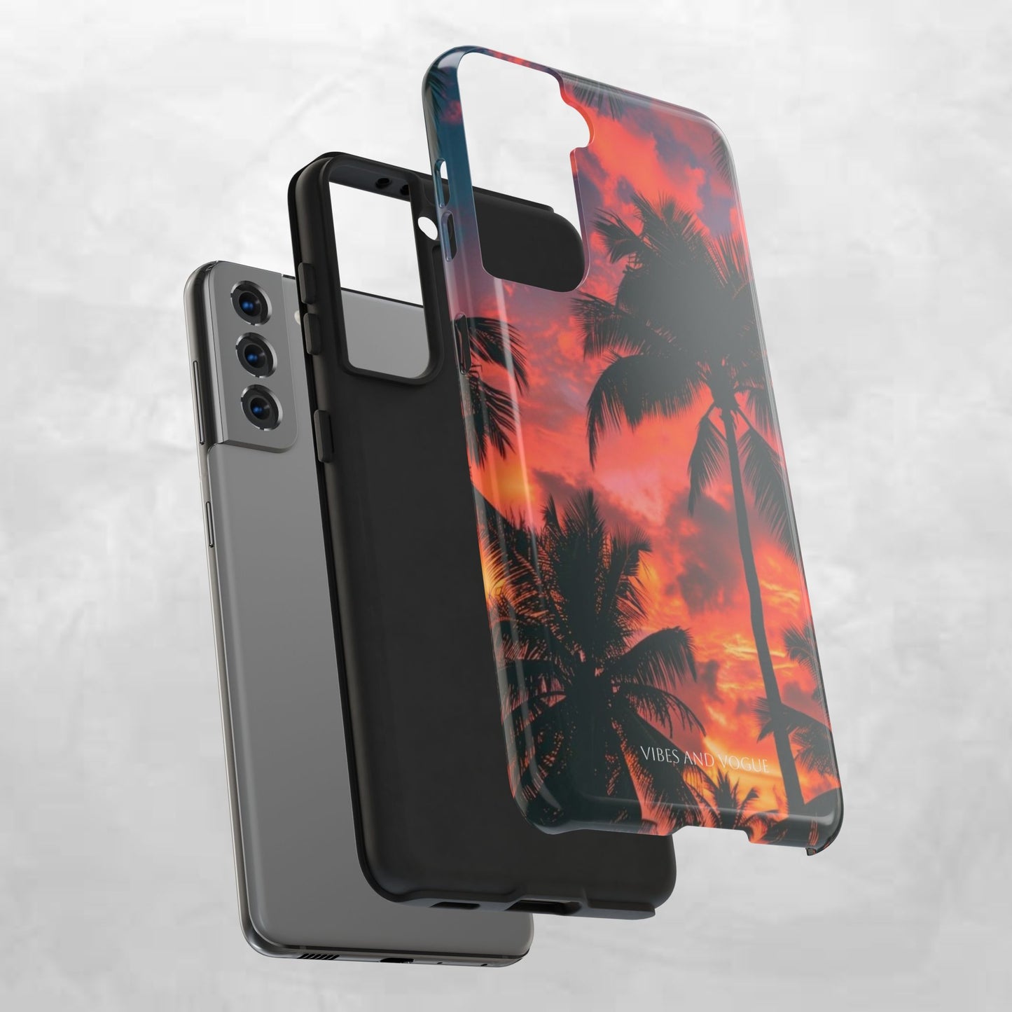 Tropical Sunset Tough Phone Case — Palm Tree Sunset Protective Phone Cover